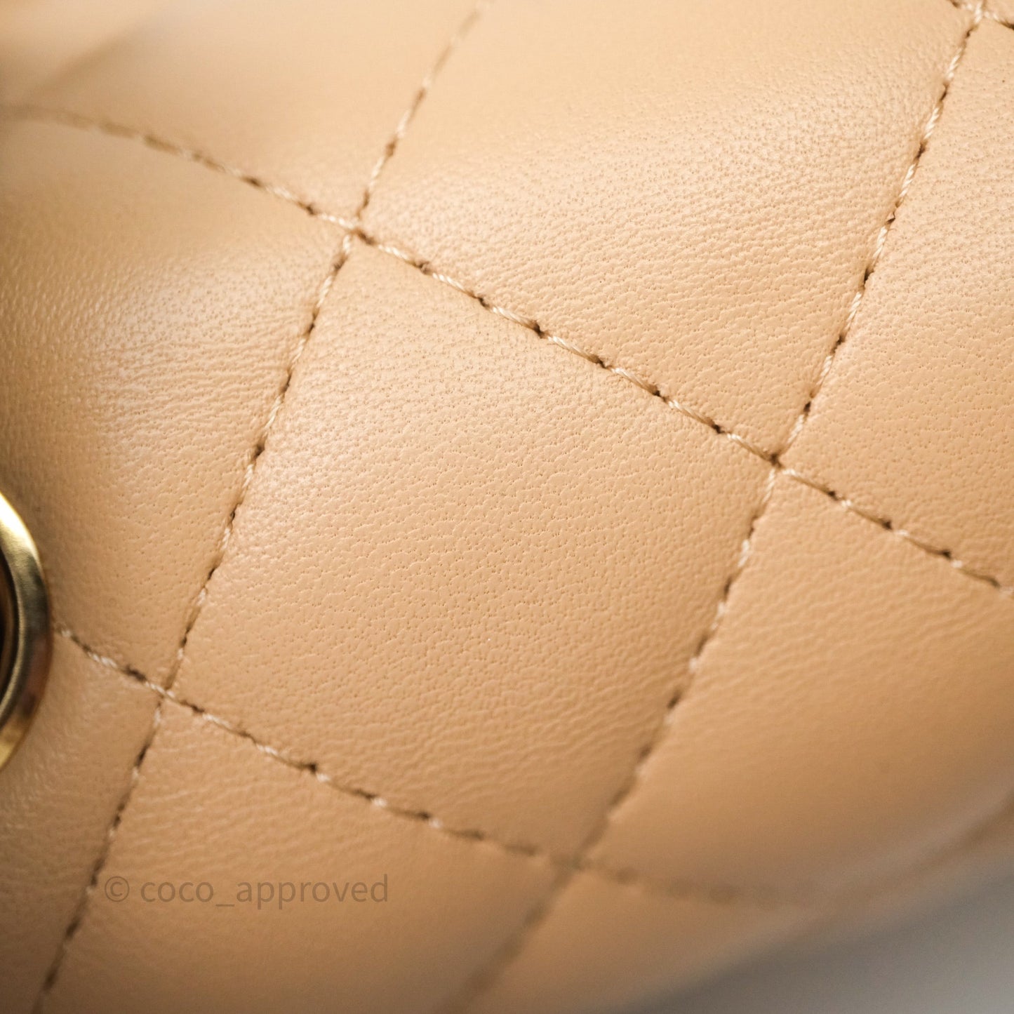 Chanel Mini Square Flap Quilted Beige Lambskin Gold Hardware