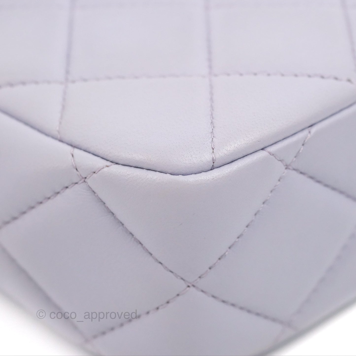 Chanel Quilted Vertical My Perfect Camera Case Lilac Lambskin Silver Hardware