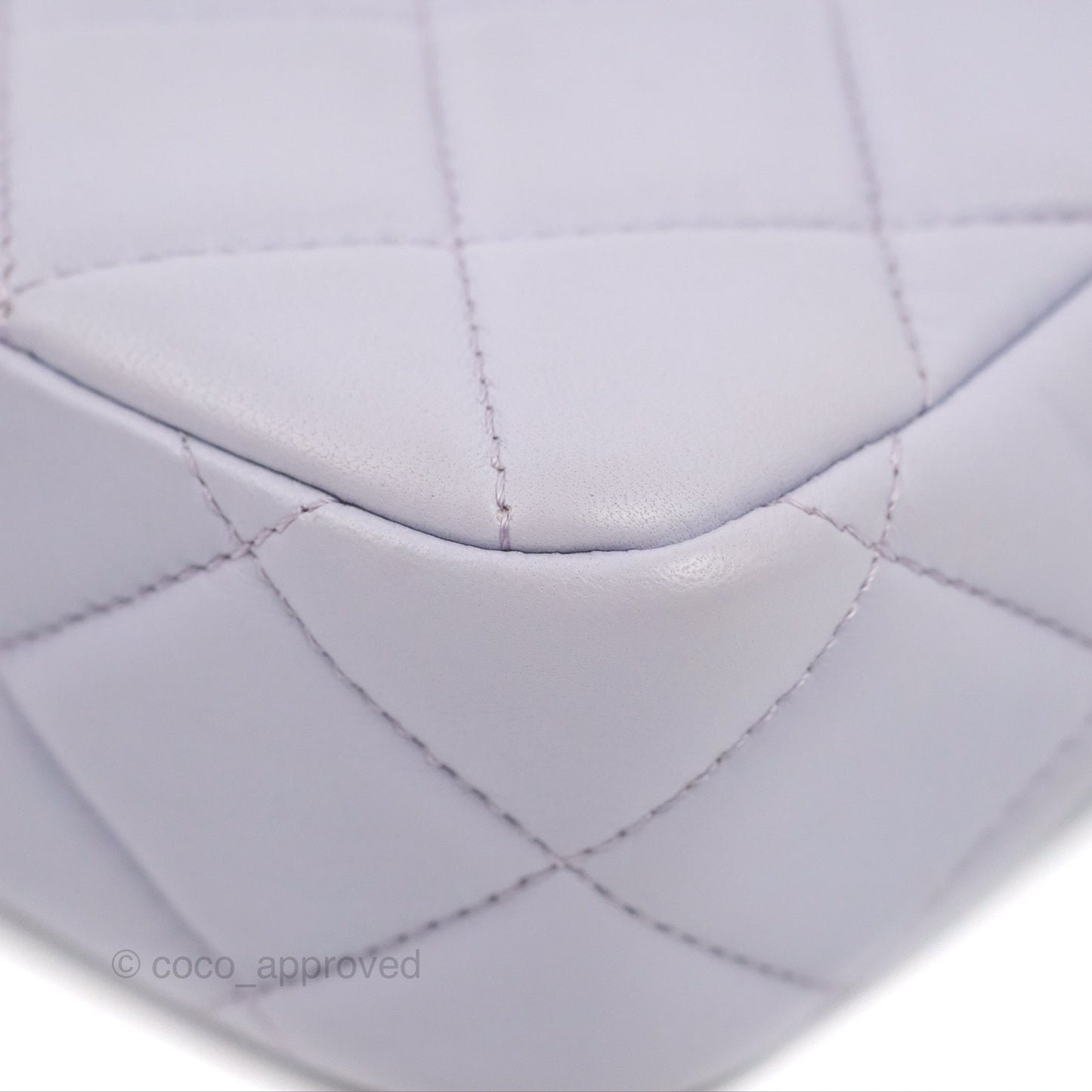 Chanel Quilted Vertical My Perfect Camera Case Lilac Lambskin Silver Hardware