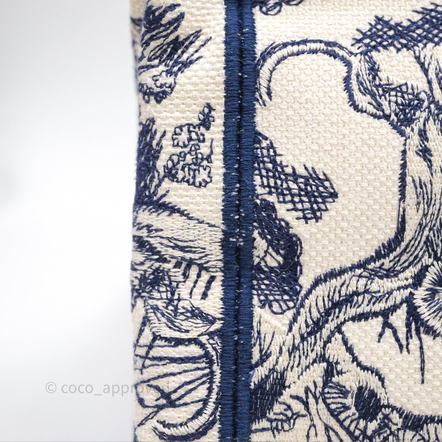 Christian Dior Medium (Old Small) Embroidered Toile De Jouy Canvas Book Tote Blue