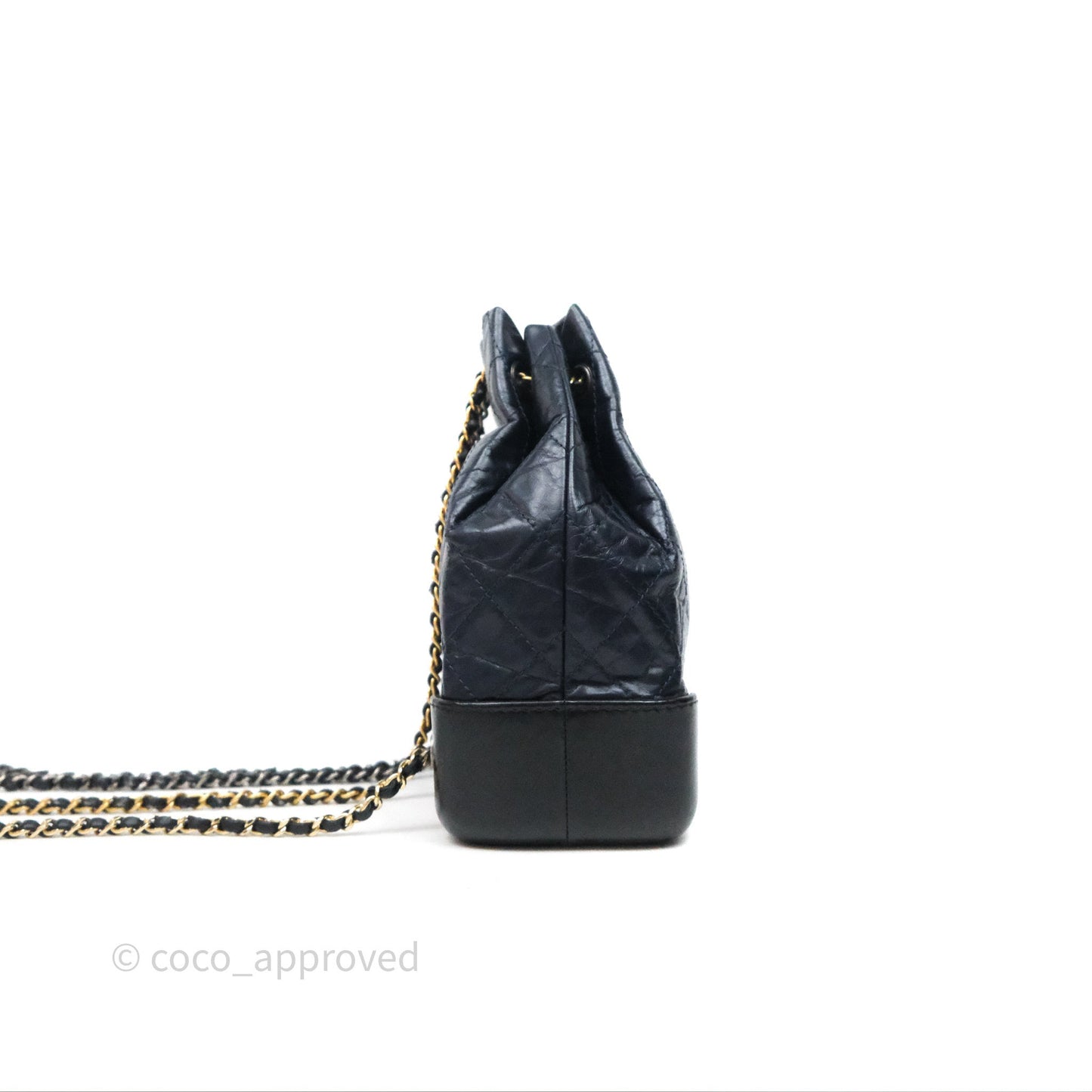 Chanel Small Gabrielle Backpack Navy Black Aged Calfskin