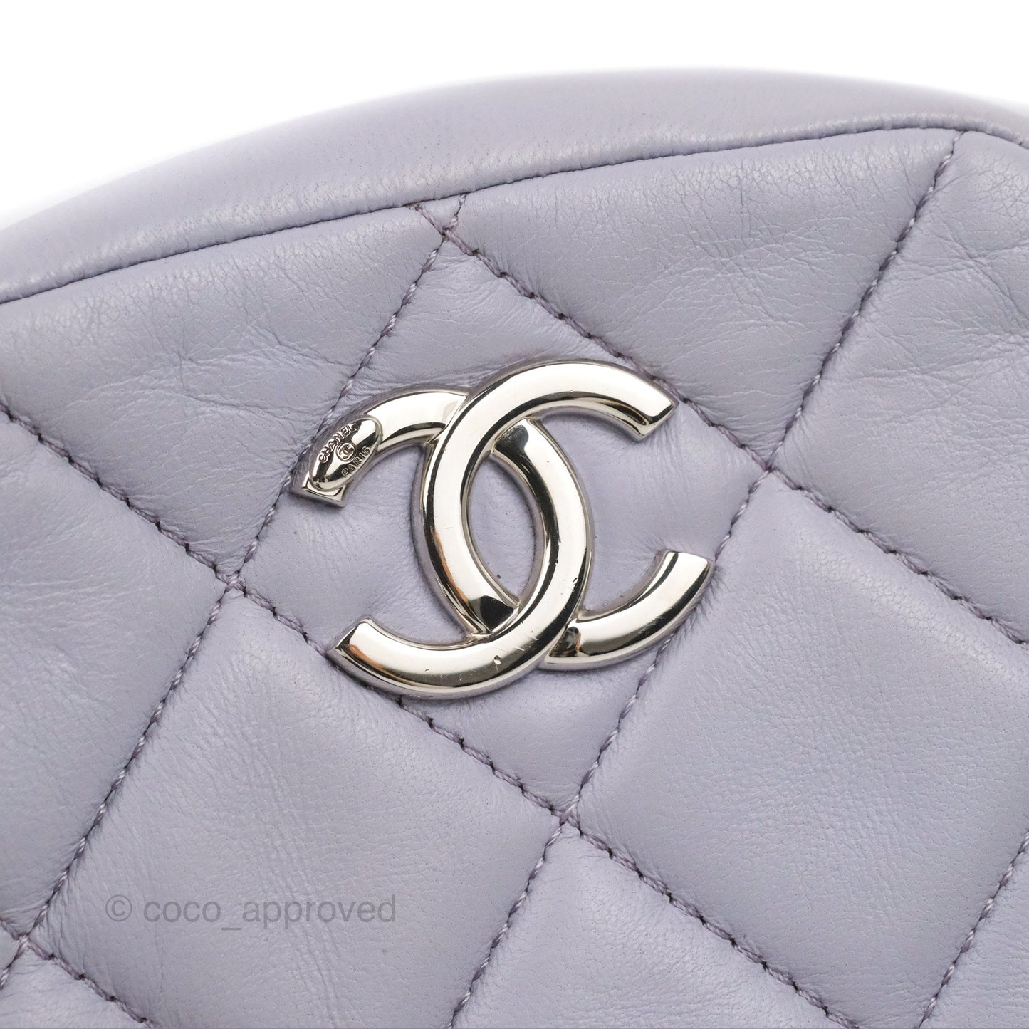 Chanel Quilted Vertical My Perfect Camera Case Lilac Lambskin Silver Hardware