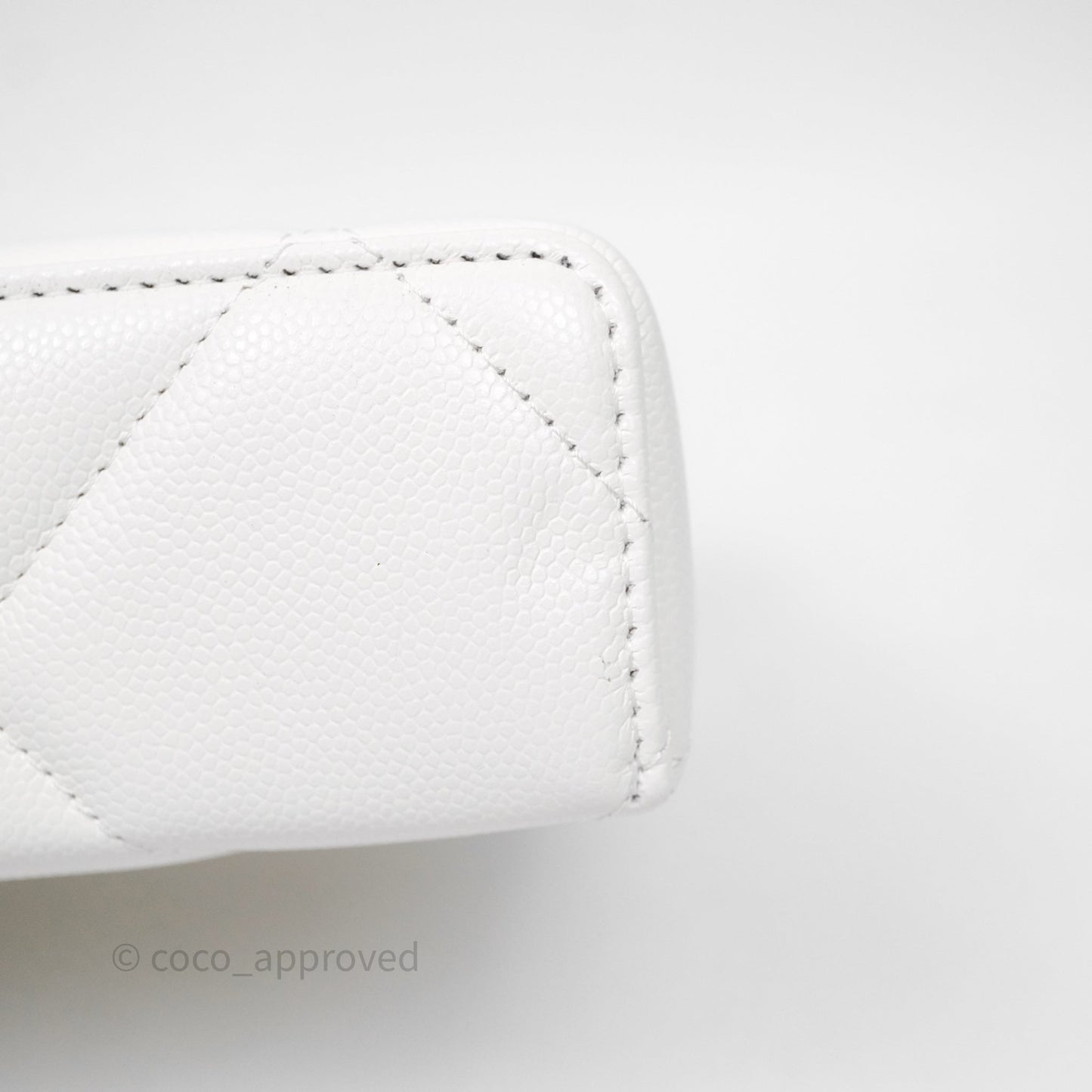 Chanel Top Handle Long Vanity with Chain White Caviar Gold Hardware