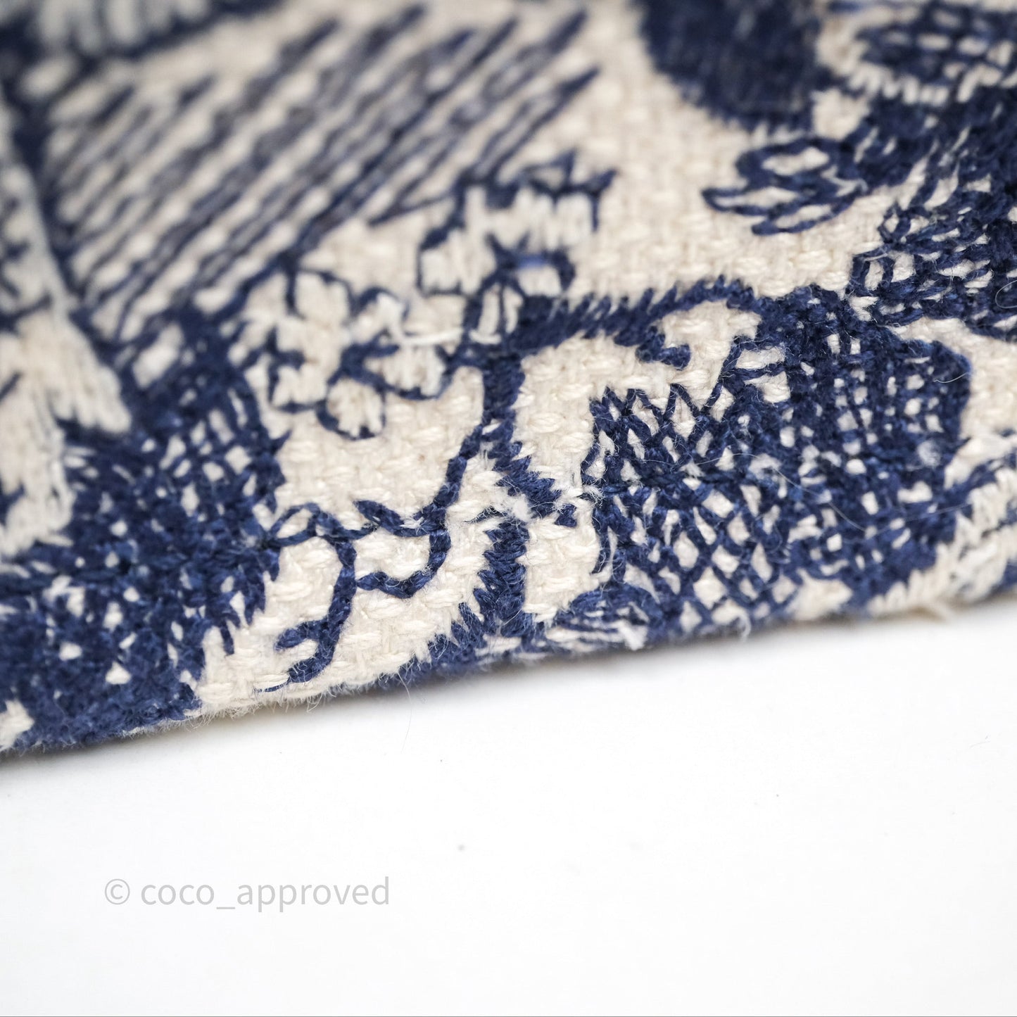 Christian Dior Medium (Old Small) Embroidered Toile De Jouy Canvas Book Tote Blue