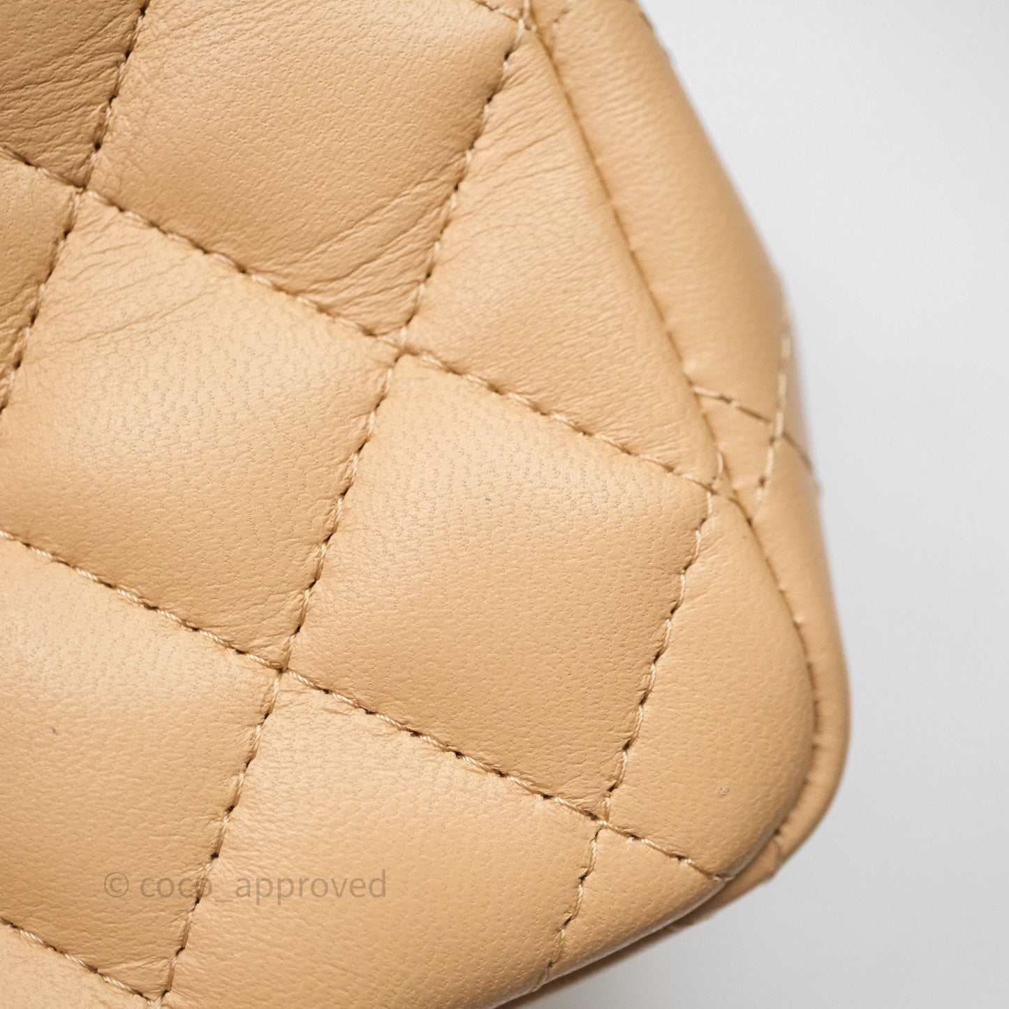 Chanel Mini Square Flap Quilted Beige Lambskin Gold Hardware