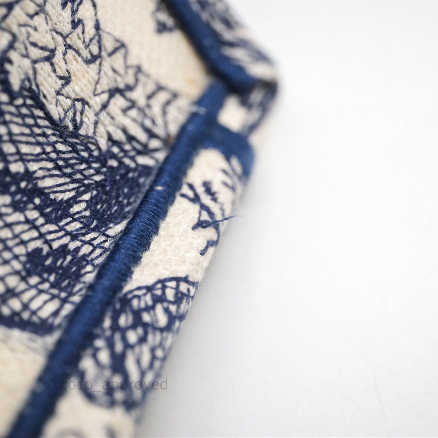 Christian Dior Medium (Old Small) Embroidered Toile De Jouy Canvas Book Tote Blue