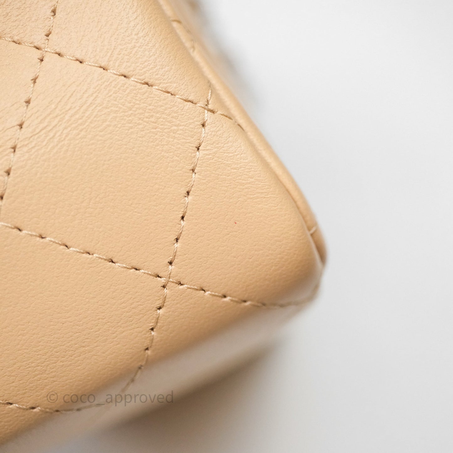 Chanel Mini Square Flap Quilted Beige Lambskin Gold Hardware