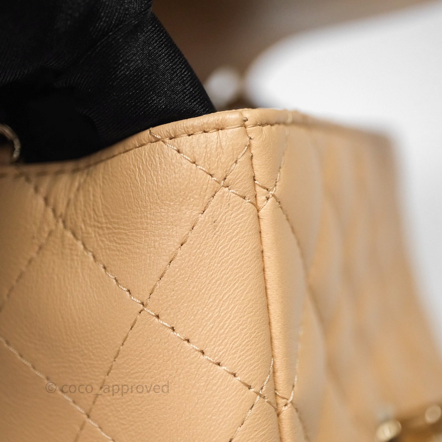 Chanel Mini Square Flap Quilted Beige Lambskin Gold Hardware