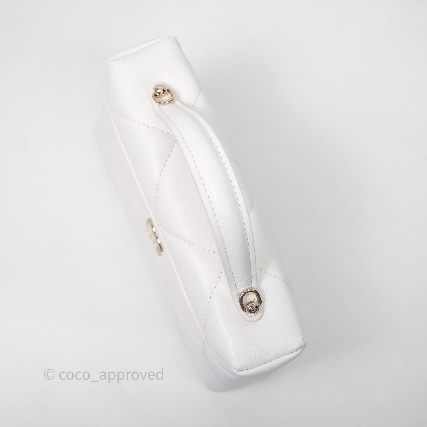 Chanel Top Handle Long Vanity with Chain White Caviar Gold Hardware