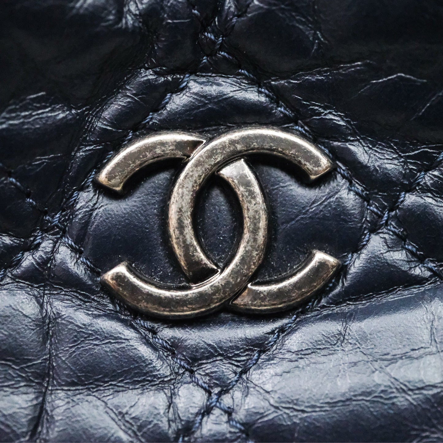 Chanel Small Gabrielle Backpack Navy Black Aged Calfskin