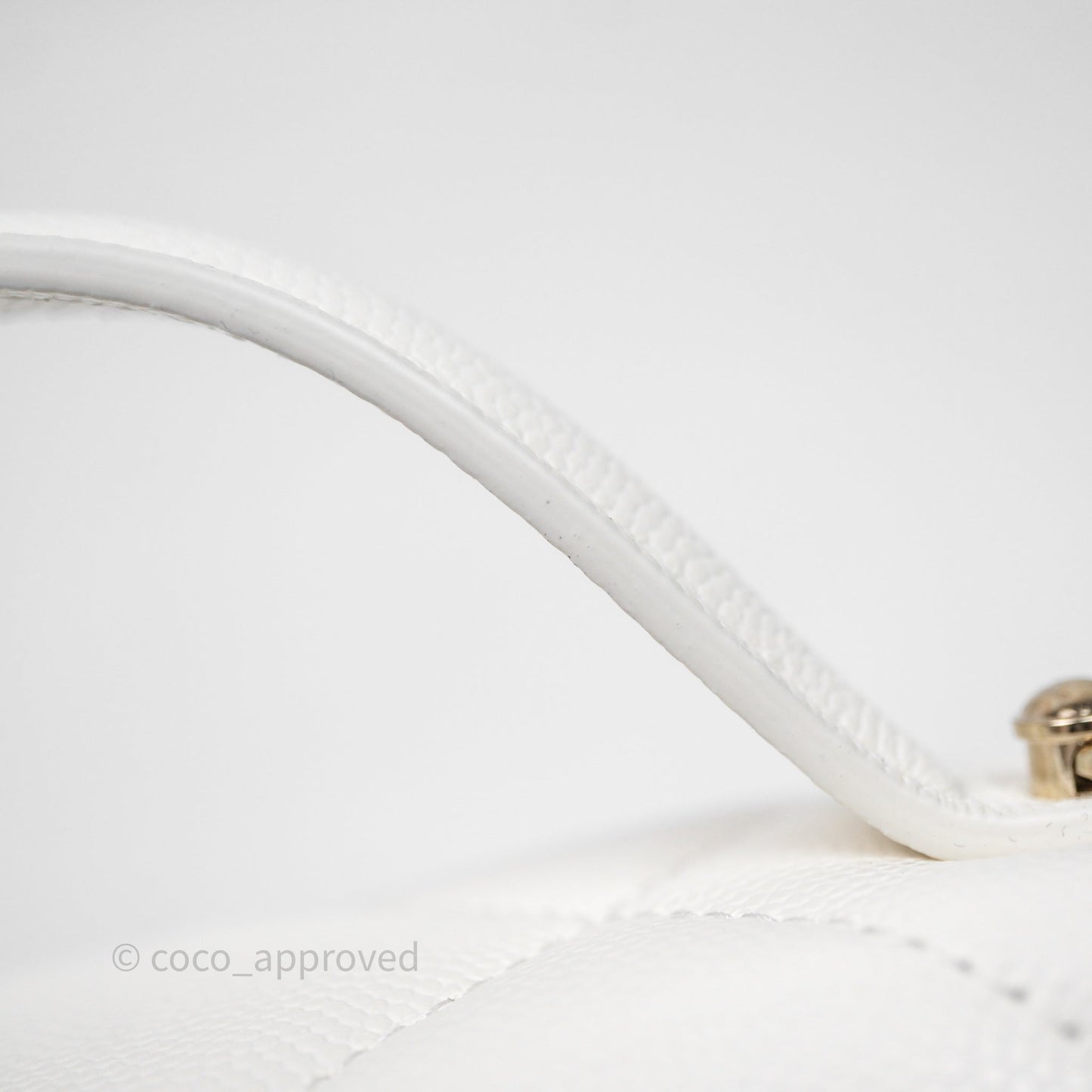 Chanel Top Handle Long Vanity with Chain White Caviar Gold Hardware