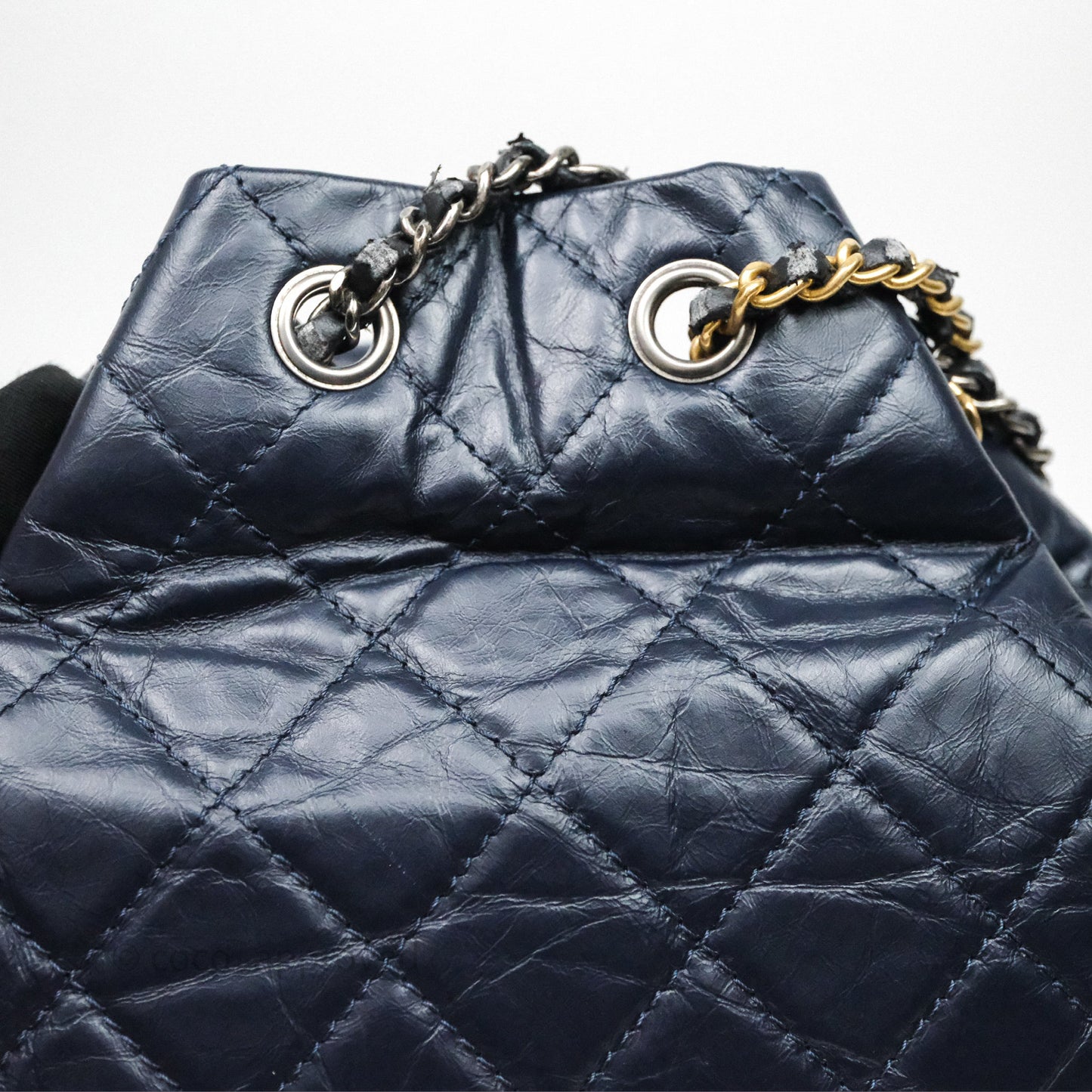 Chanel Small Gabrielle Backpack Navy Black Aged Calfskin