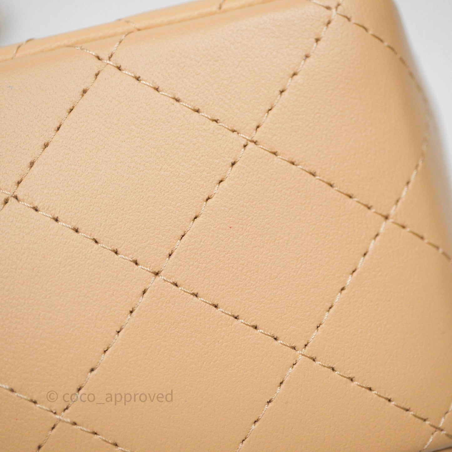 Chanel Mini Square Flap Quilted Beige Lambskin Gold Hardware