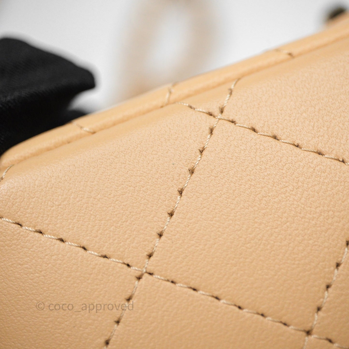 Chanel Mini Square Flap Quilted Beige Lambskin Gold Hardware