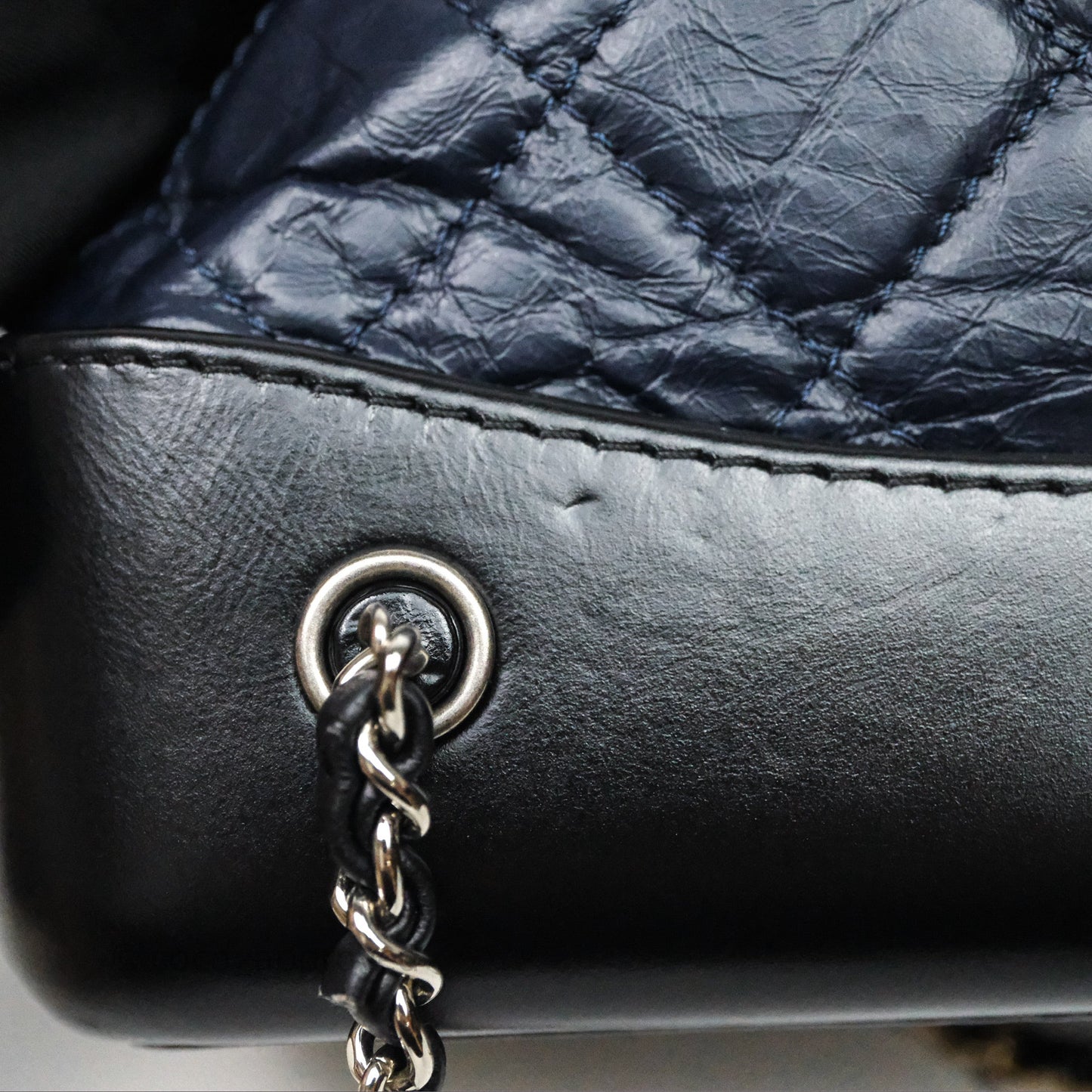Chanel Small Gabrielle Backpack Navy Black Aged Calfskin