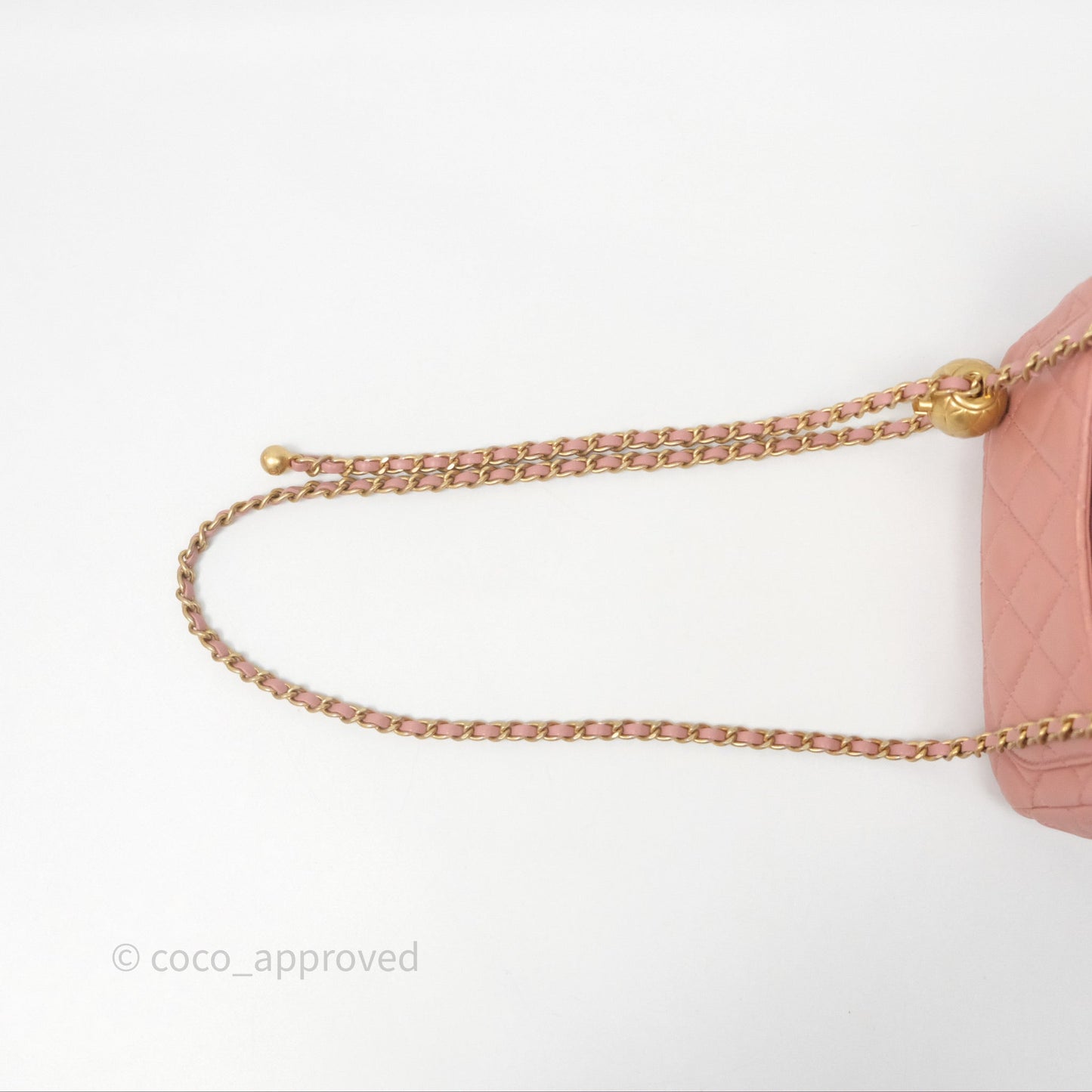 Chanel Pearl Crush Mini Square Quilted Pink Lambskin Aged Gold Hardware