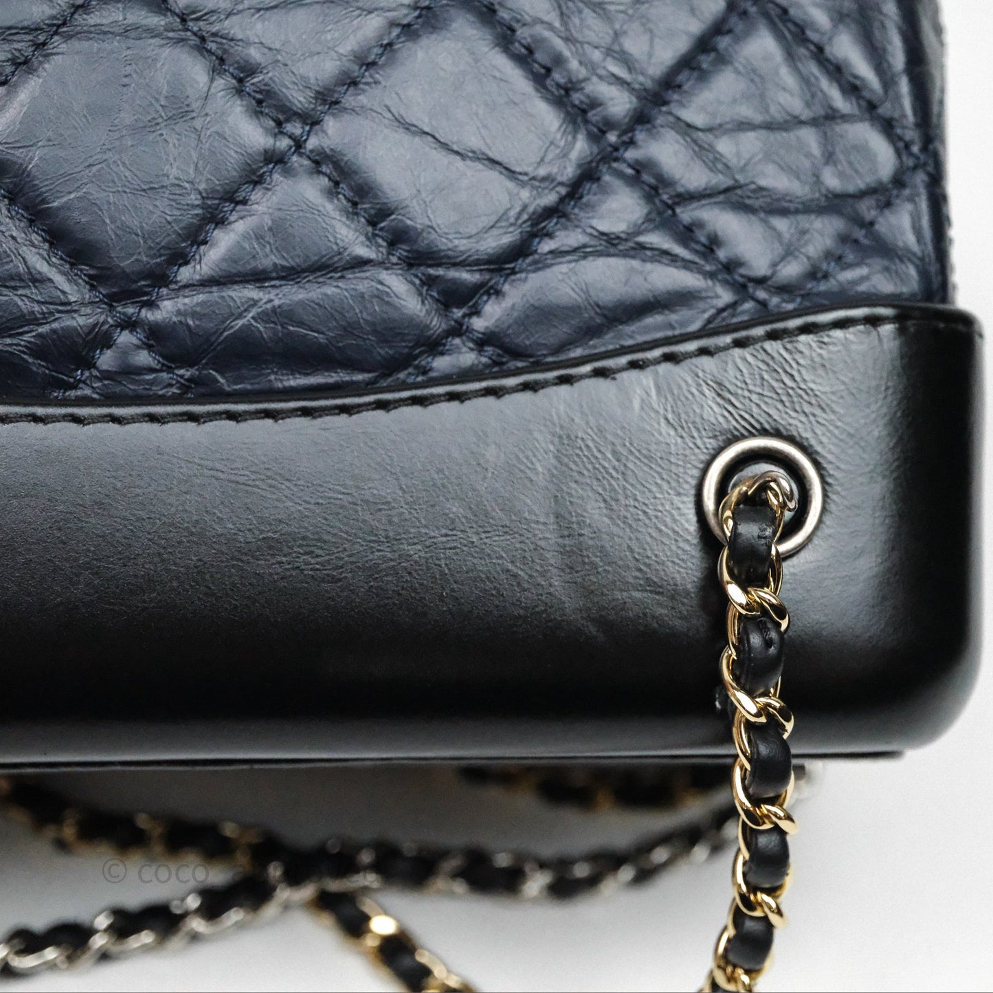 Chanel Small Gabrielle Backpack Navy Black Aged Calfskin