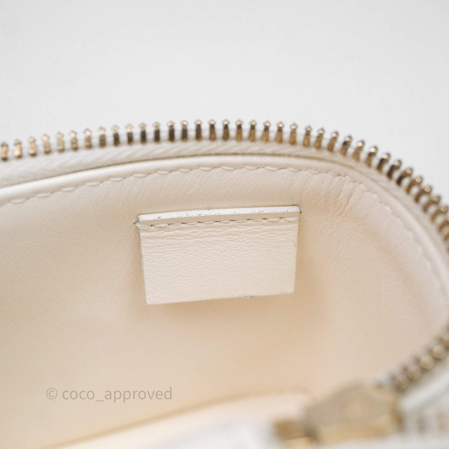 Chanel Top Handle Long Vanity with Chain White Caviar Gold Hardware