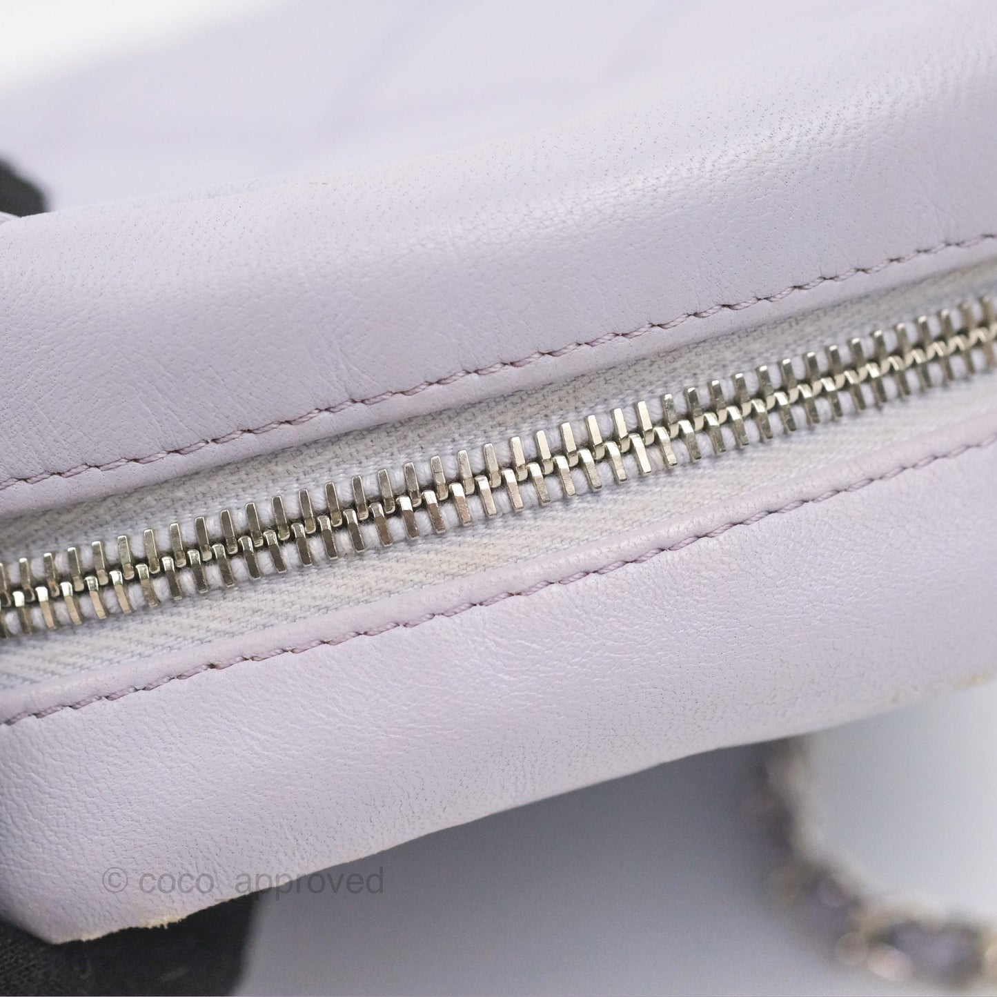 Chanel Quilted Vertical My Perfect Camera Case Lilac Lambskin Silver Hardware