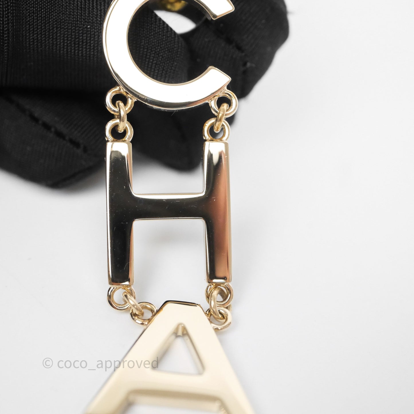 Chanel Letter Cha-Nel Logo Drop Earrings Gold Tone 21V