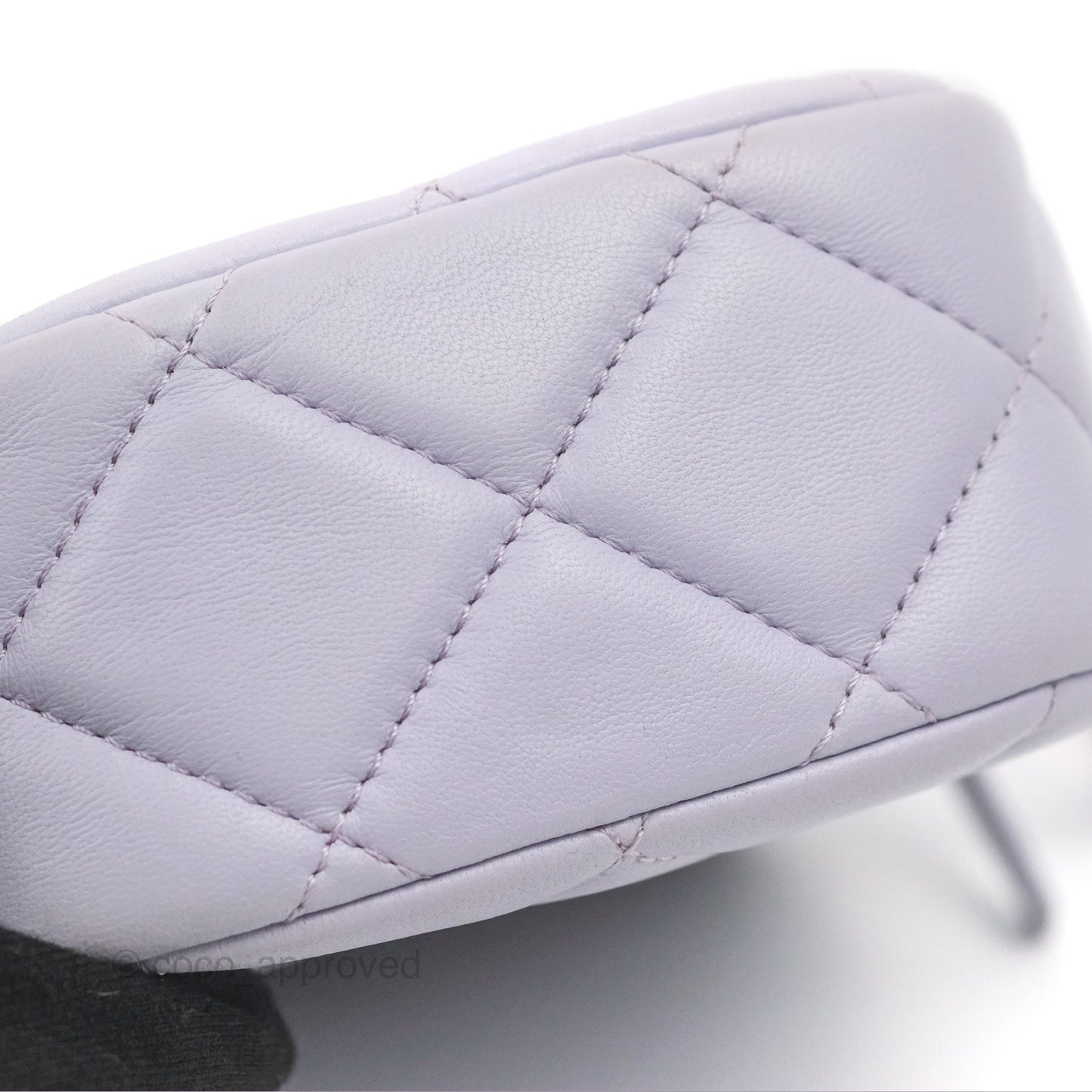 Chanel Quilted Vertical My Perfect Camera Case Lilac Lambskin Silver Hardware