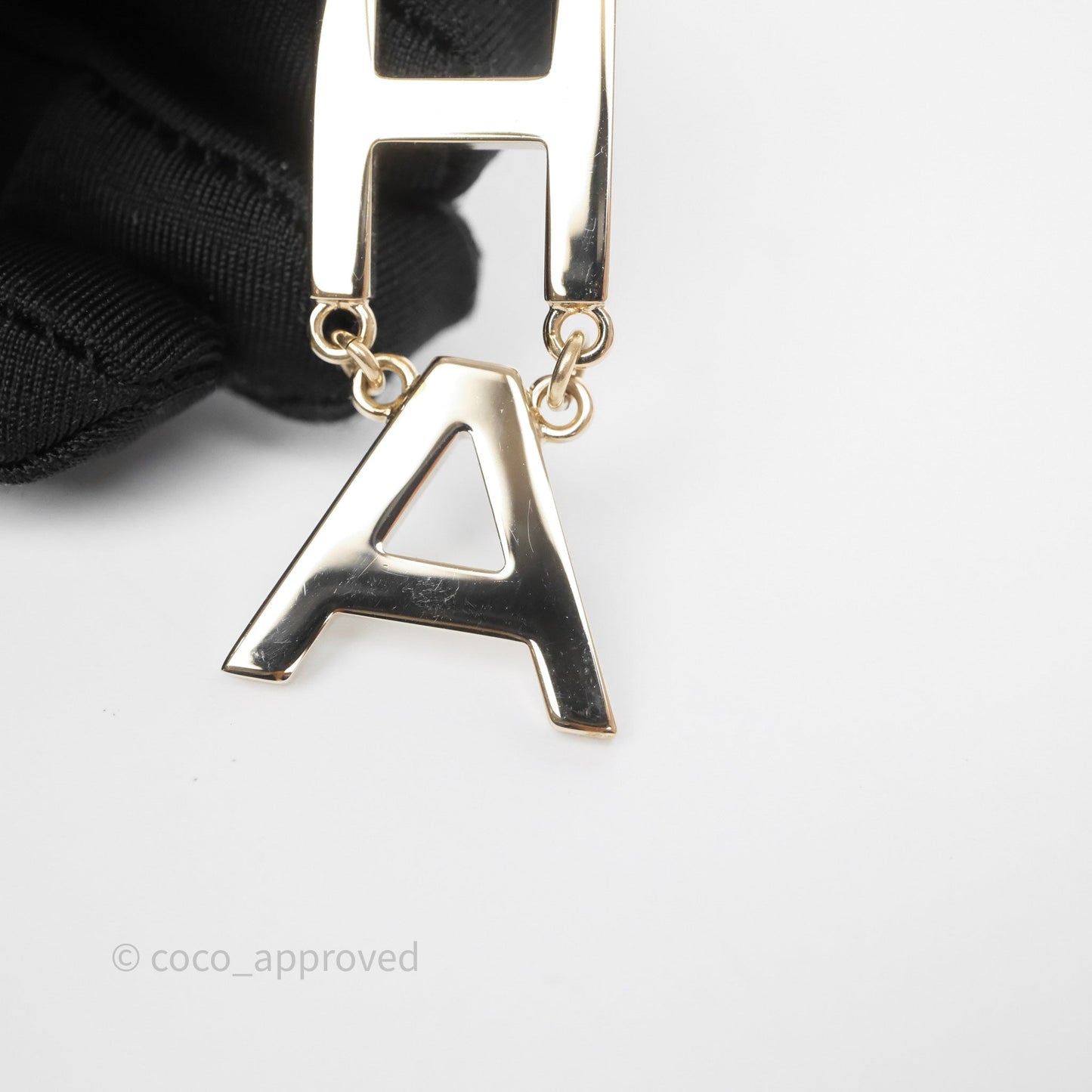 Chanel Letter Cha-Nel Logo Drop Earrings Gold Tone 21V