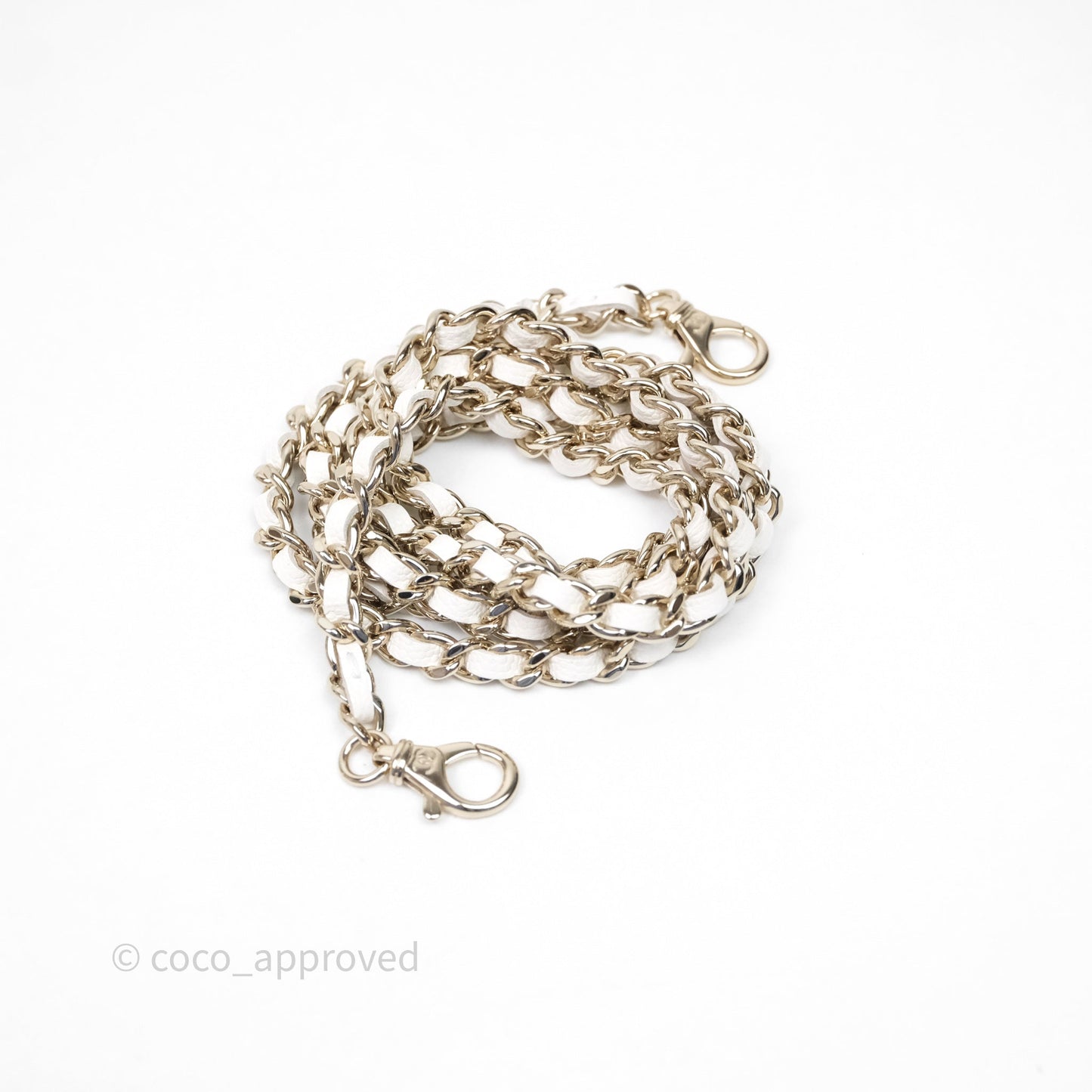 Chanel Top Handle Long Vanity with Chain White Caviar Gold Hardware