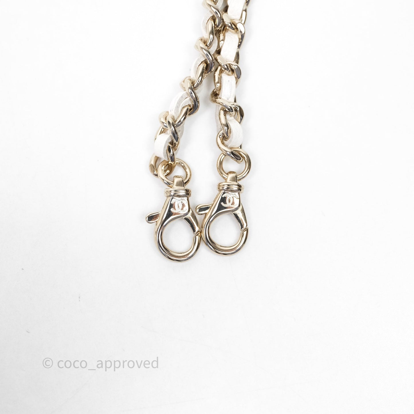 Chanel Top Handle Long Vanity with Chain White Caviar Gold Hardware