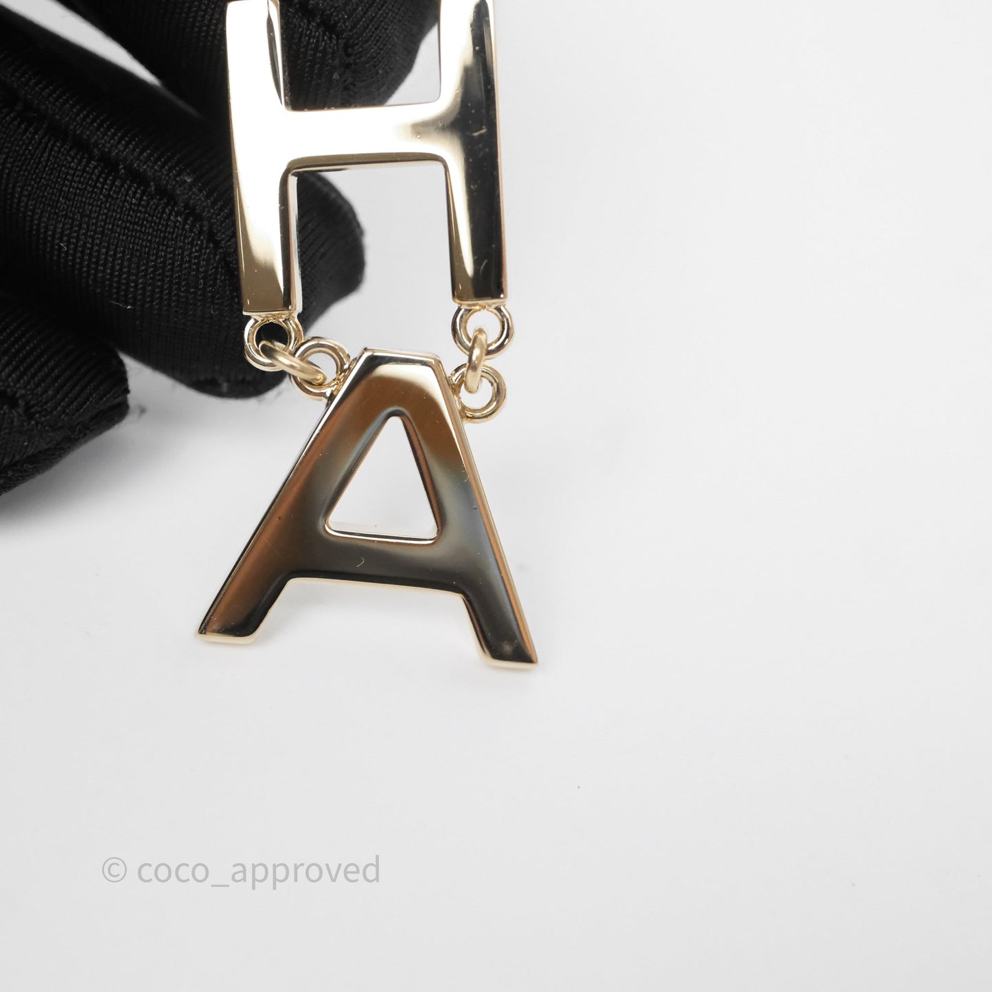 Chanel Letter Cha-Nel Logo Drop Earrings Gold Tone 21V
