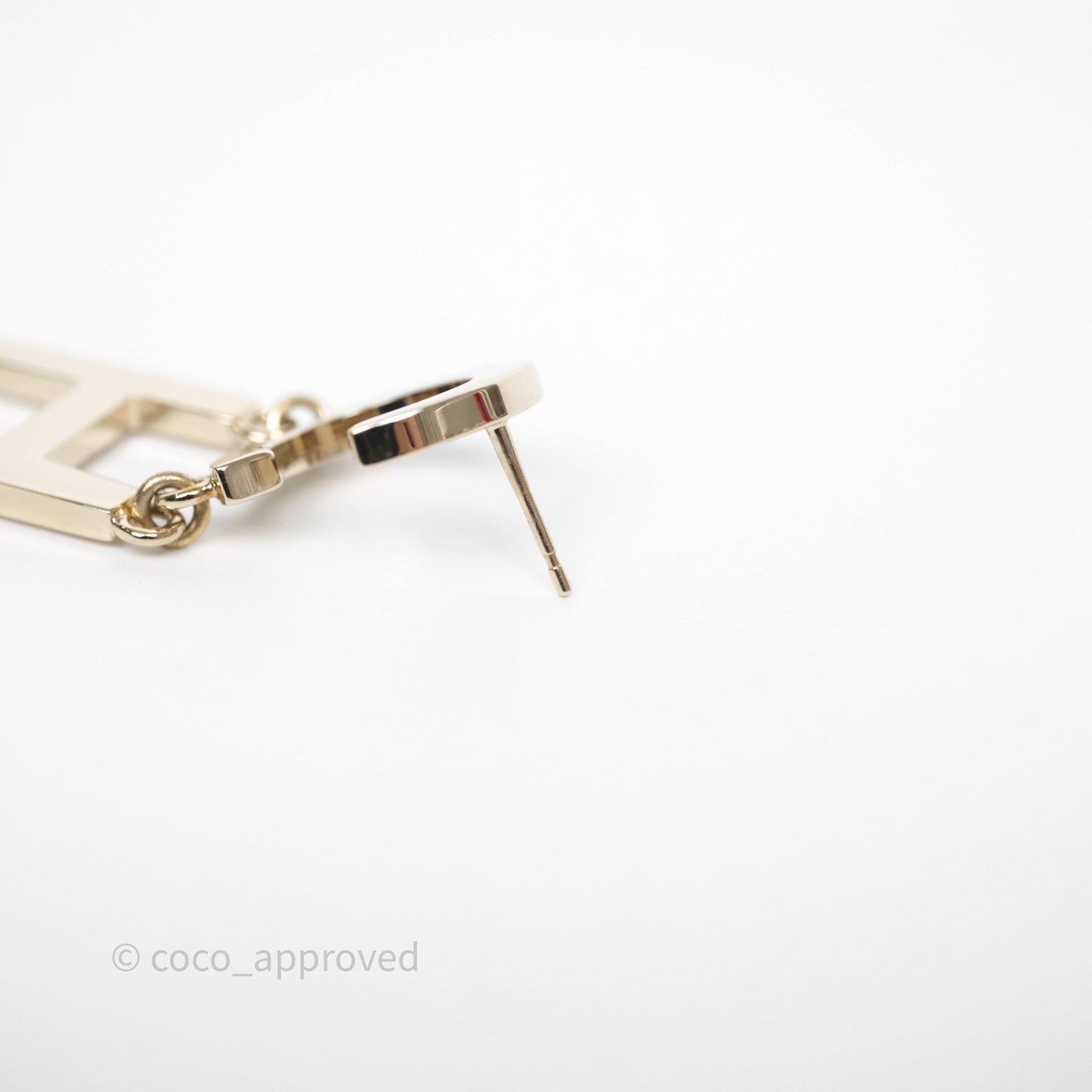 Chanel Letter Cha-Nel Logo Drop Earrings Gold Tone 21V