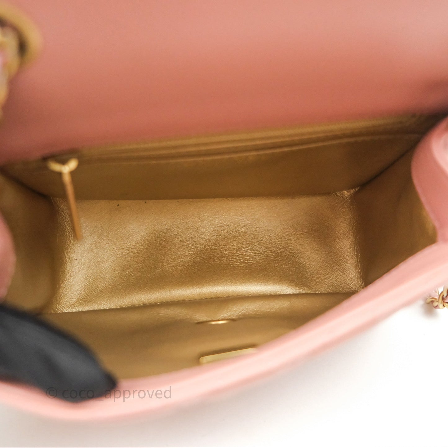 Chanel Pearl Crush Mini Square Quilted Pink Lambskin Aged Gold Hardware