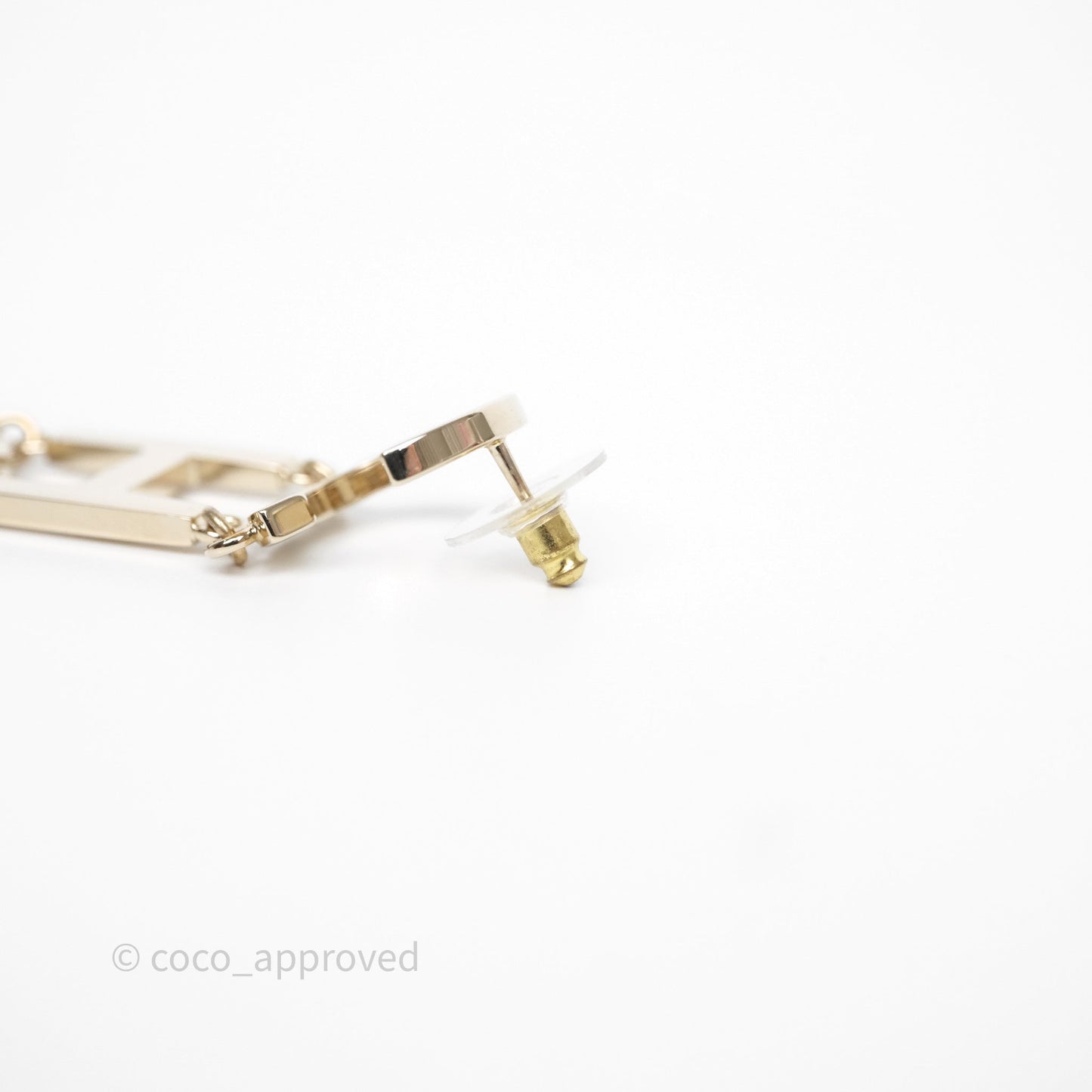 Chanel Letter Cha-Nel Logo Drop Earrings Gold Tone 21V