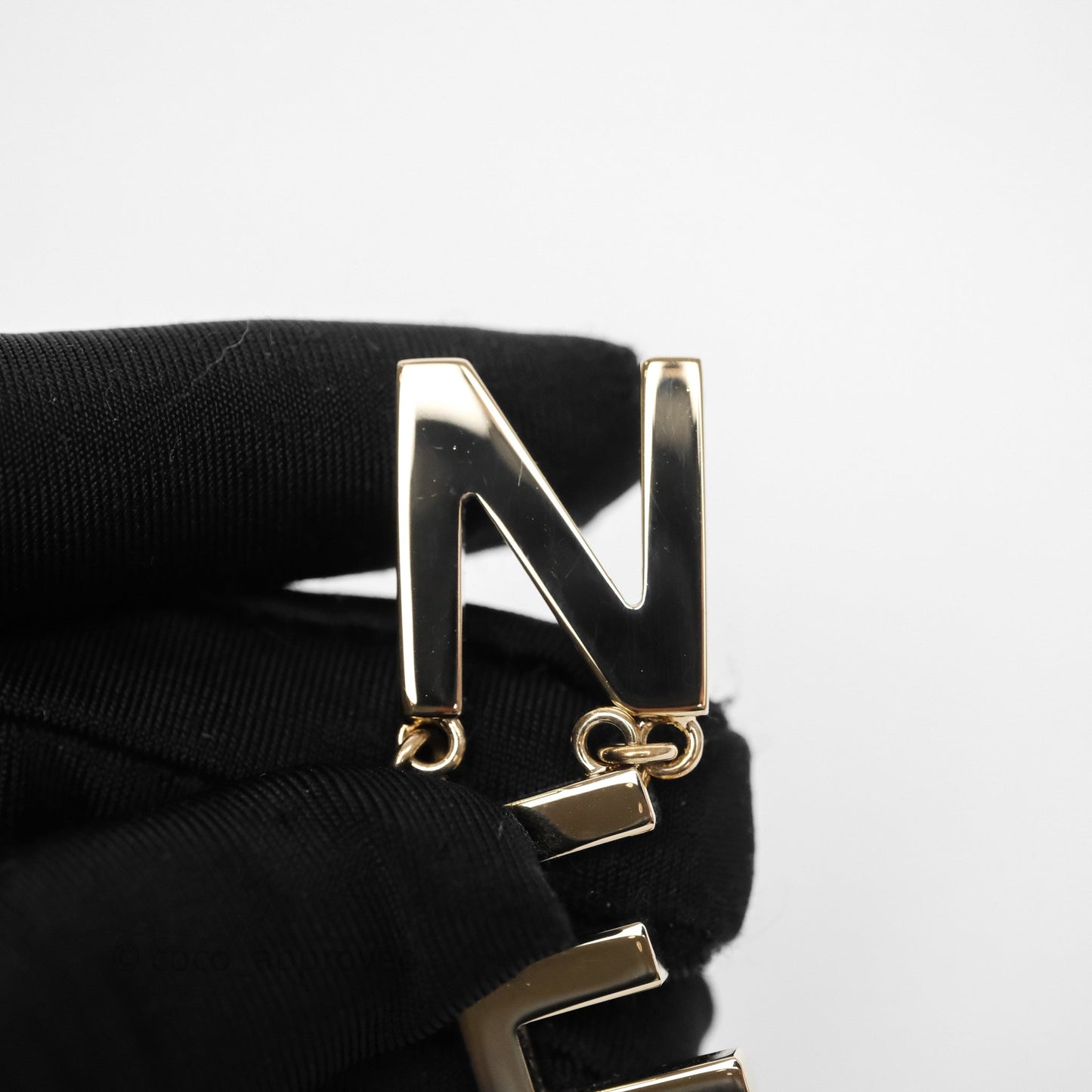 Chanel Letter Cha-Nel Logo Drop Earrings Gold Tone 21V
