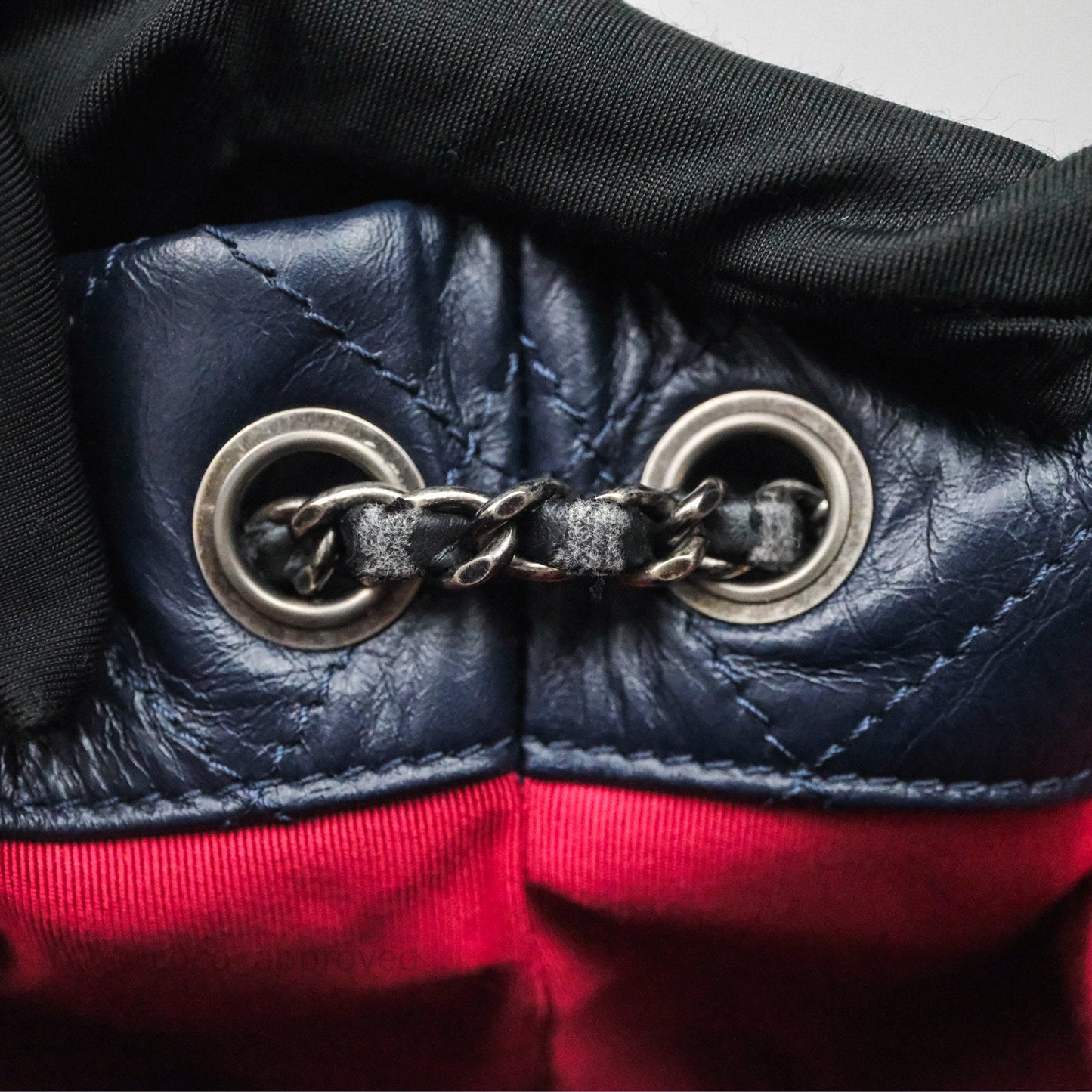 Chanel Small Gabrielle Backpack Navy Black Aged Calfskin