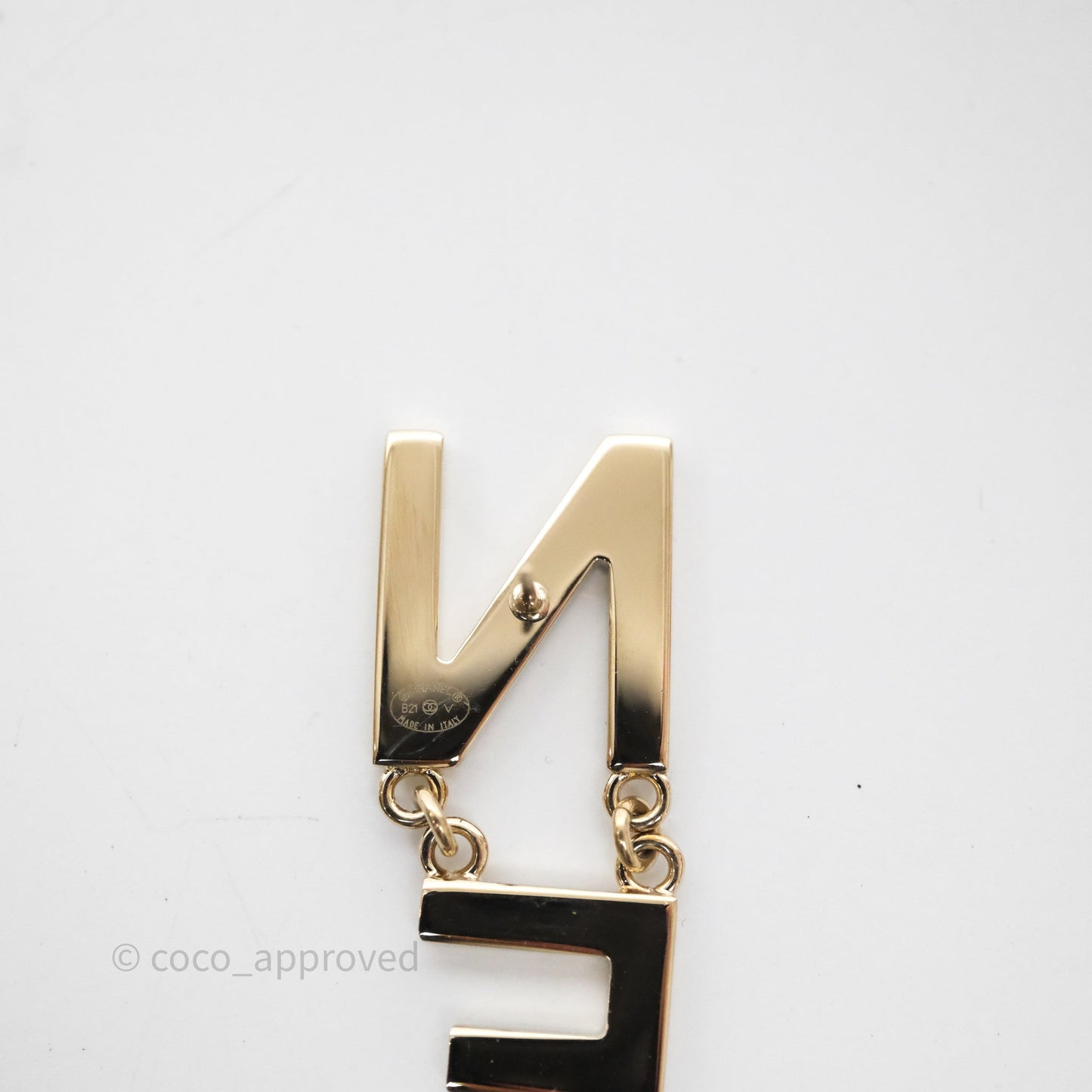 Chanel Letter Cha-Nel Logo Drop Earrings Gold Tone 21V