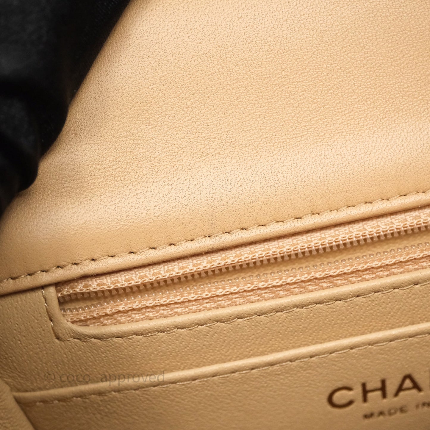 Chanel Mini Square Flap Quilted Beige Lambskin Gold Hardware