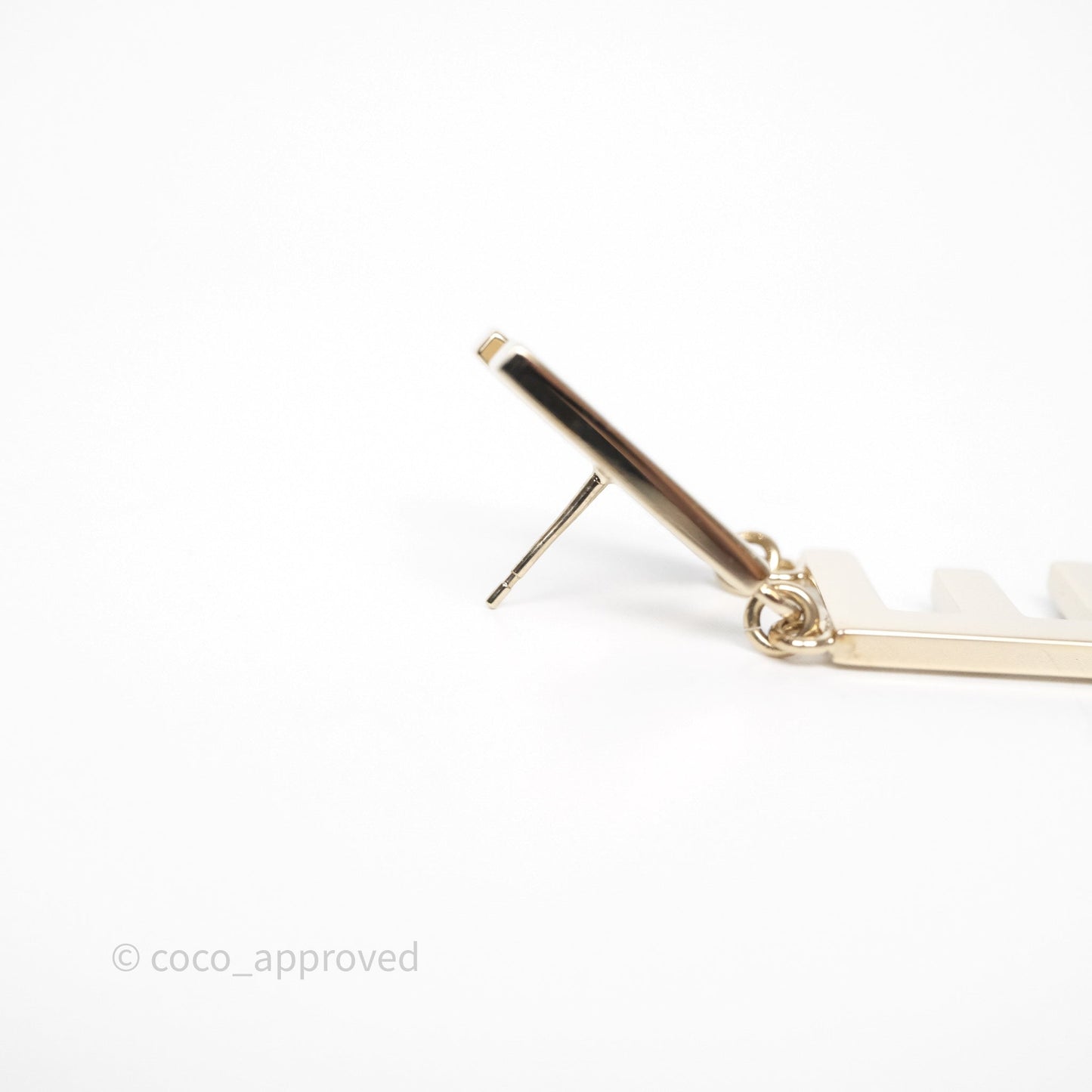 Chanel Letter Cha-Nel Logo Drop Earrings Gold Tone 21V