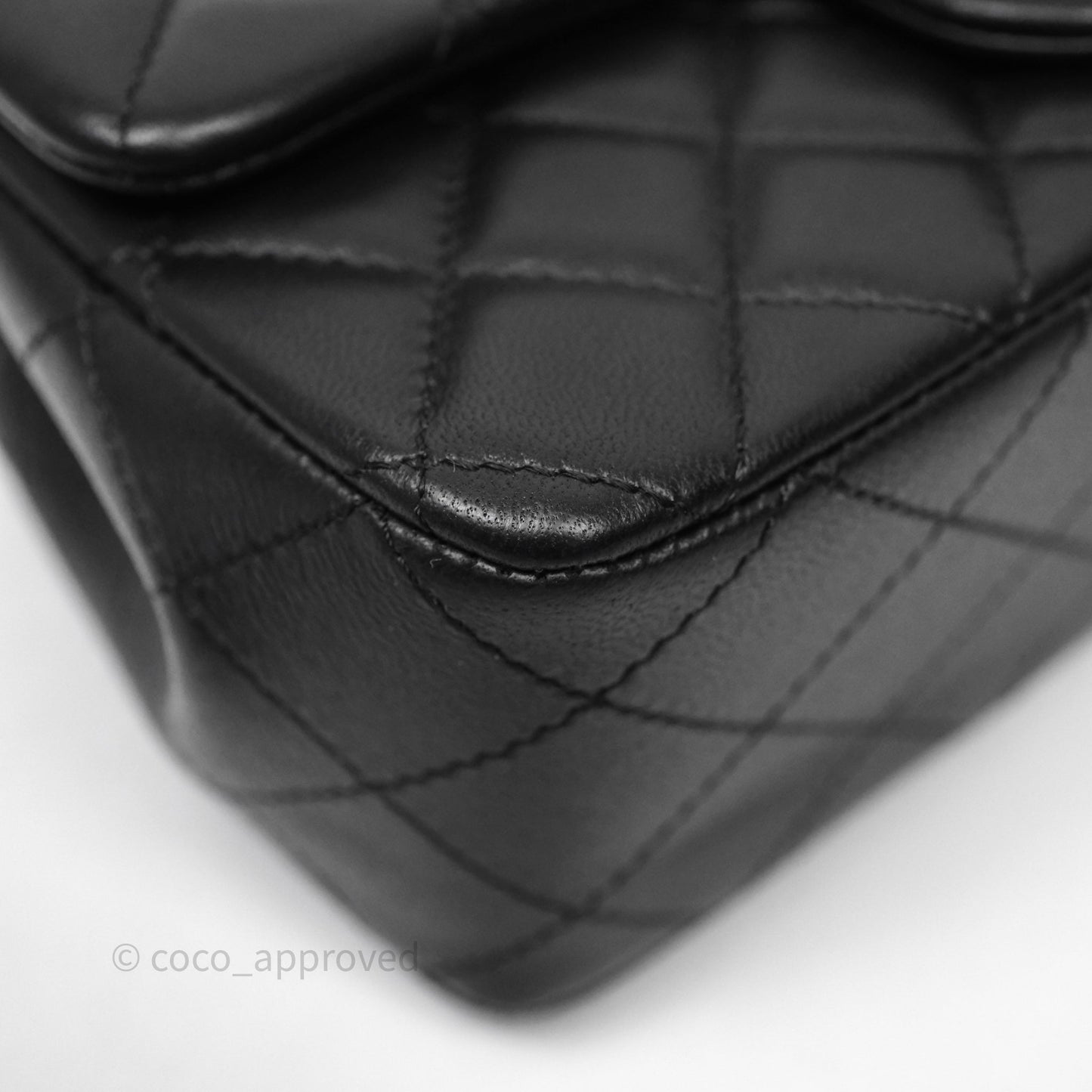 Chanel Mini Rectangular Flap with Camellia Adjustable Chain Black Lambskin Aged Gold Hardware