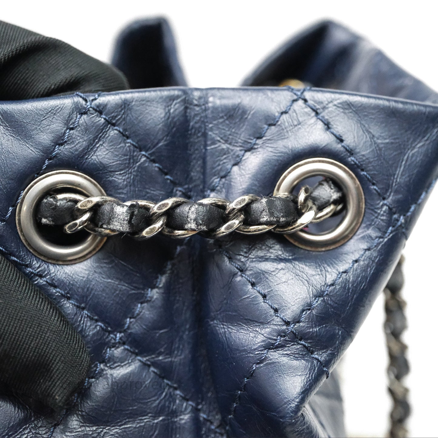 Chanel Small Gabrielle Backpack Navy Black Aged Calfskin