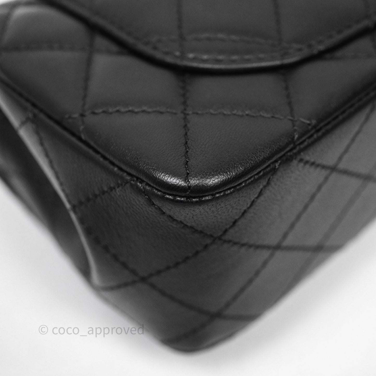 Chanel Mini Rectangular Flap with Camellia Adjustable Chain Black Lambskin Aged Gold Hardware