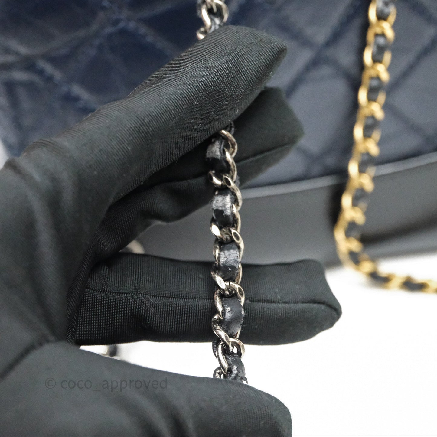 Chanel Small Gabrielle Backpack Navy Black Aged Calfskin