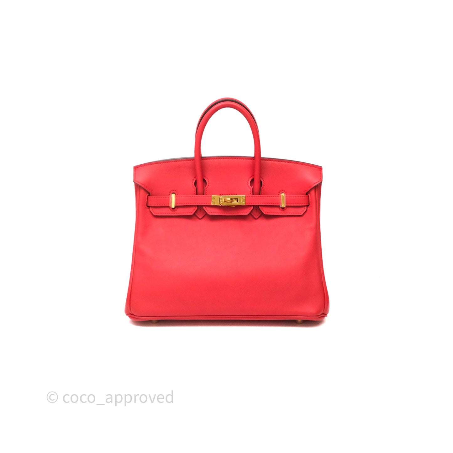 Hermes Birkin 25 Retourne Rouge Swift Gold Hardware