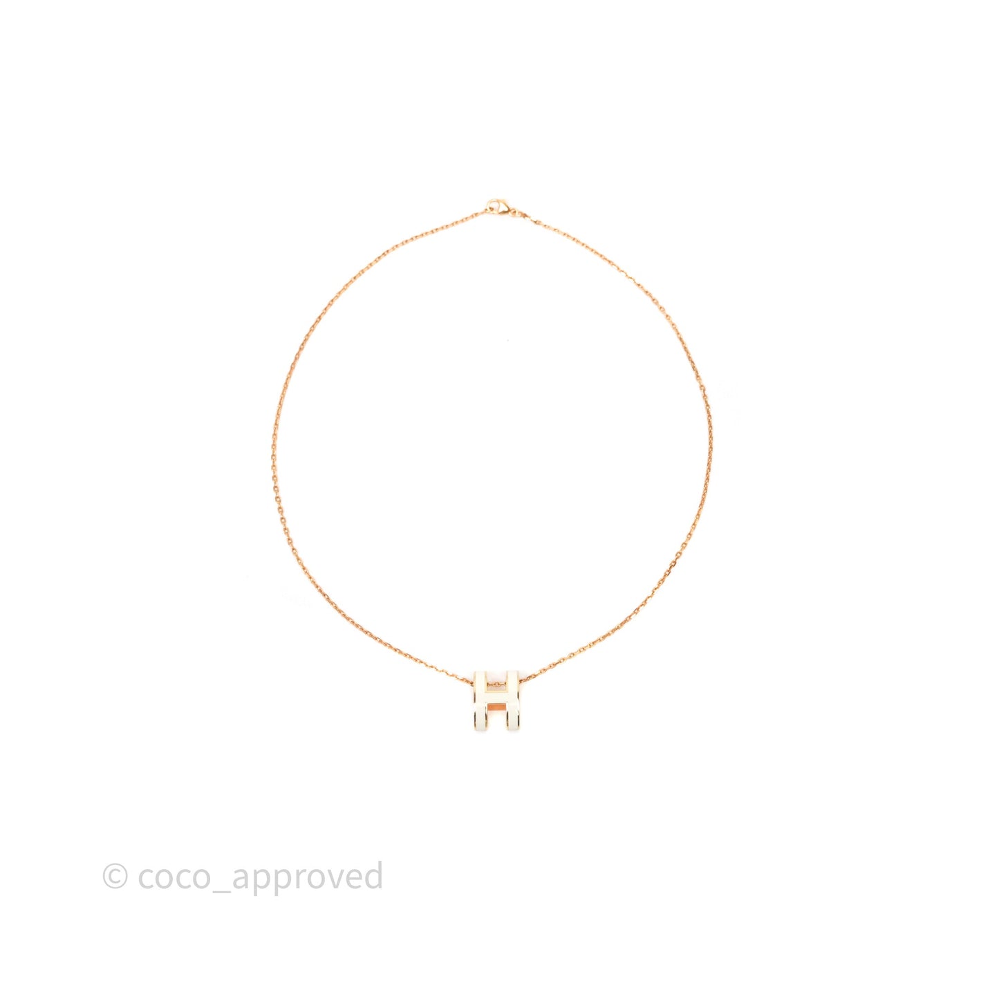 Hermès Pop H Pendant Necklace Blanc Rose Gold Hardware