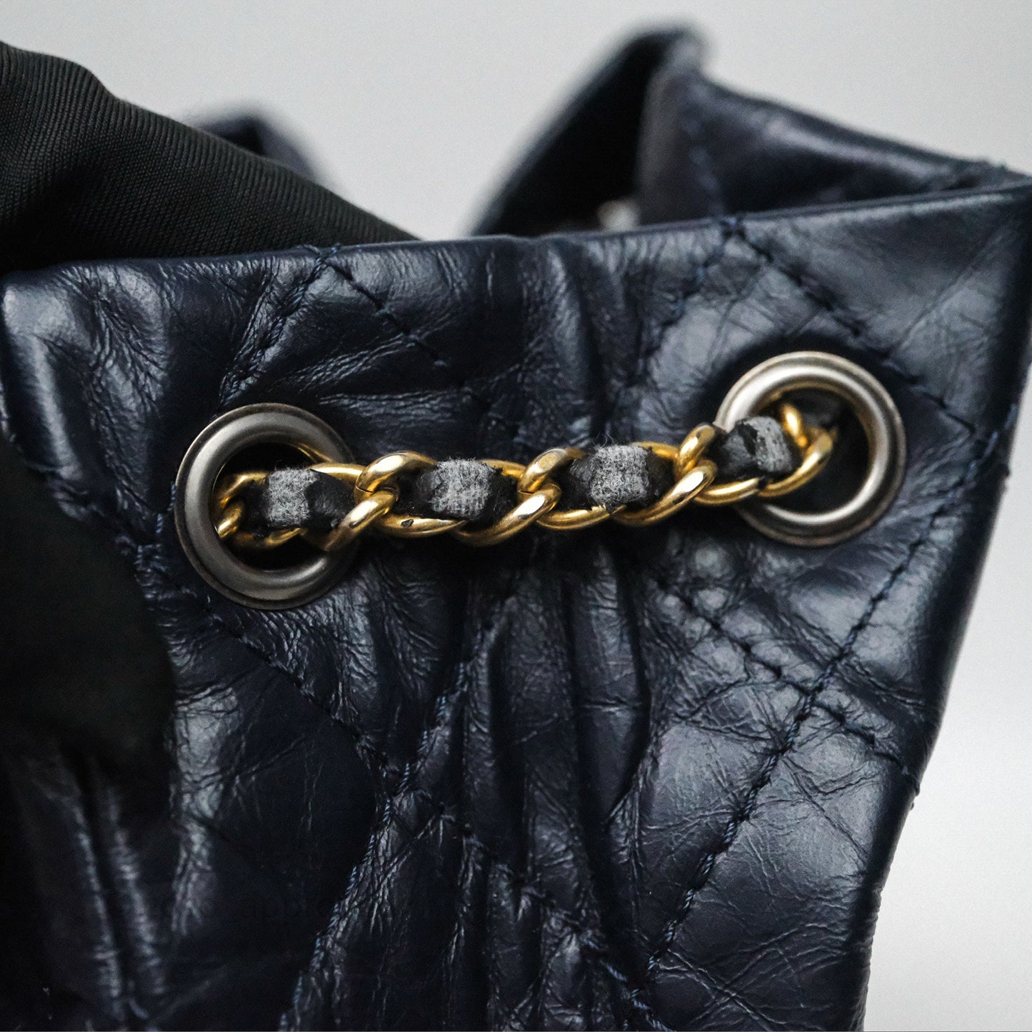 Chanel Small Gabrielle Backpack Navy Black Aged Calfskin