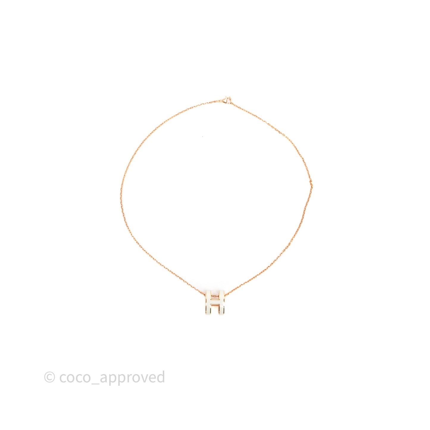 Hermès Pop H Pendant Necklace Blanc Rose Gold Hardware
