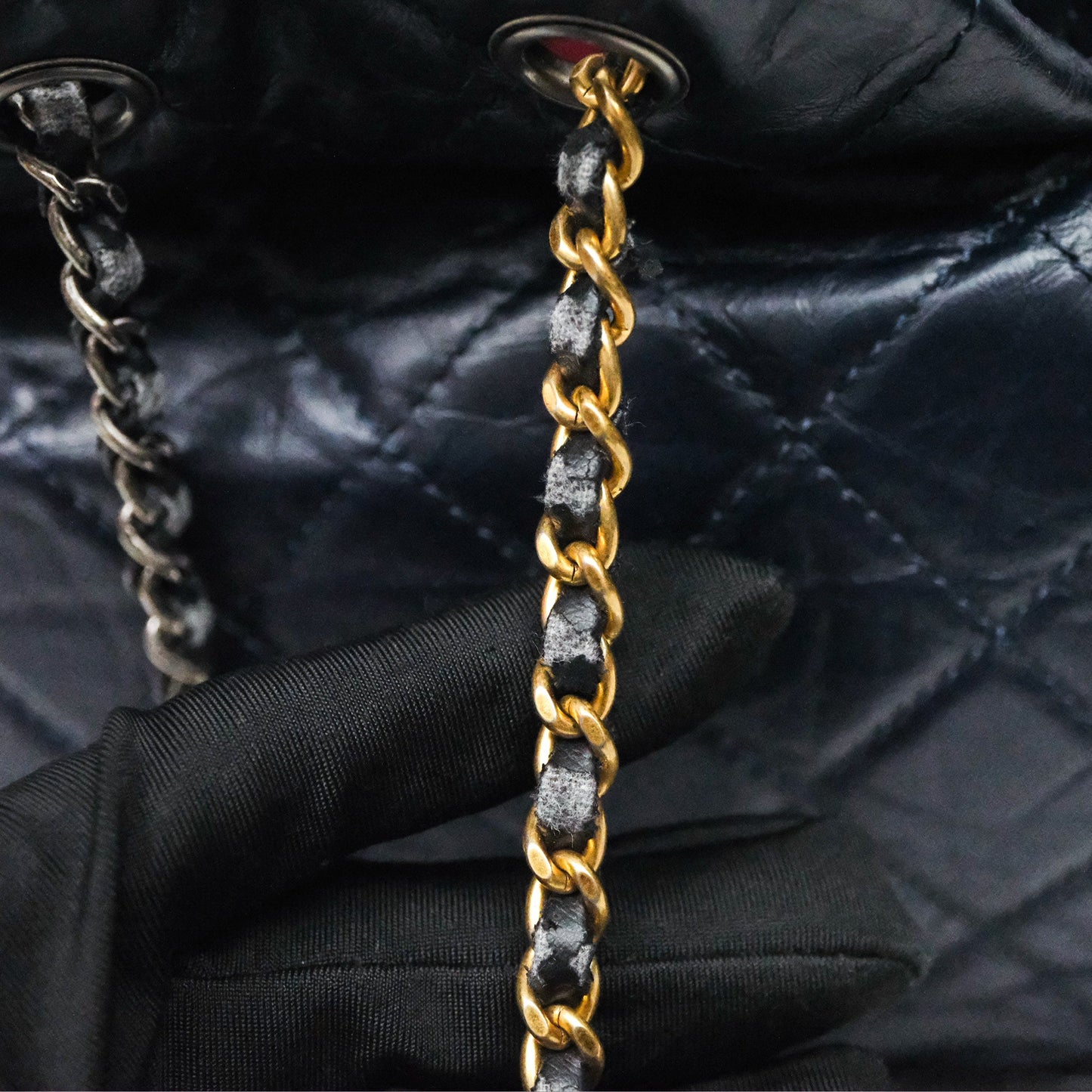 Chanel Small Gabrielle Backpack Navy Black Aged Calfskin