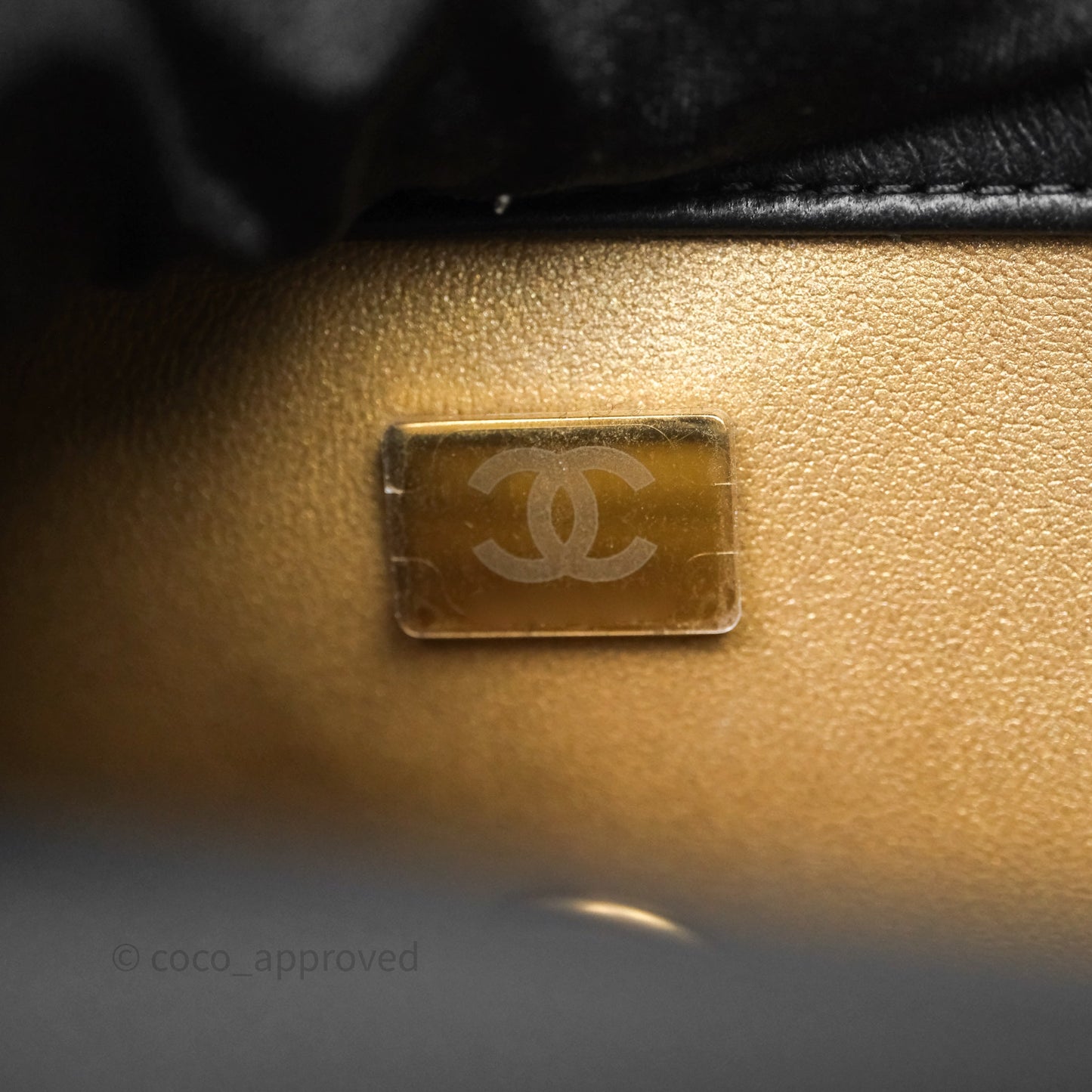 Chanel Mini Rectangular Flap with Camellia Adjustable Chain Black Lambskin Aged Gold Hardware