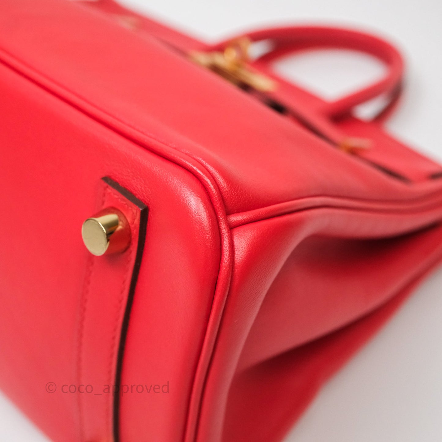 Hermes Birkin 25 Retourne Rouge Swift Gold Hardware