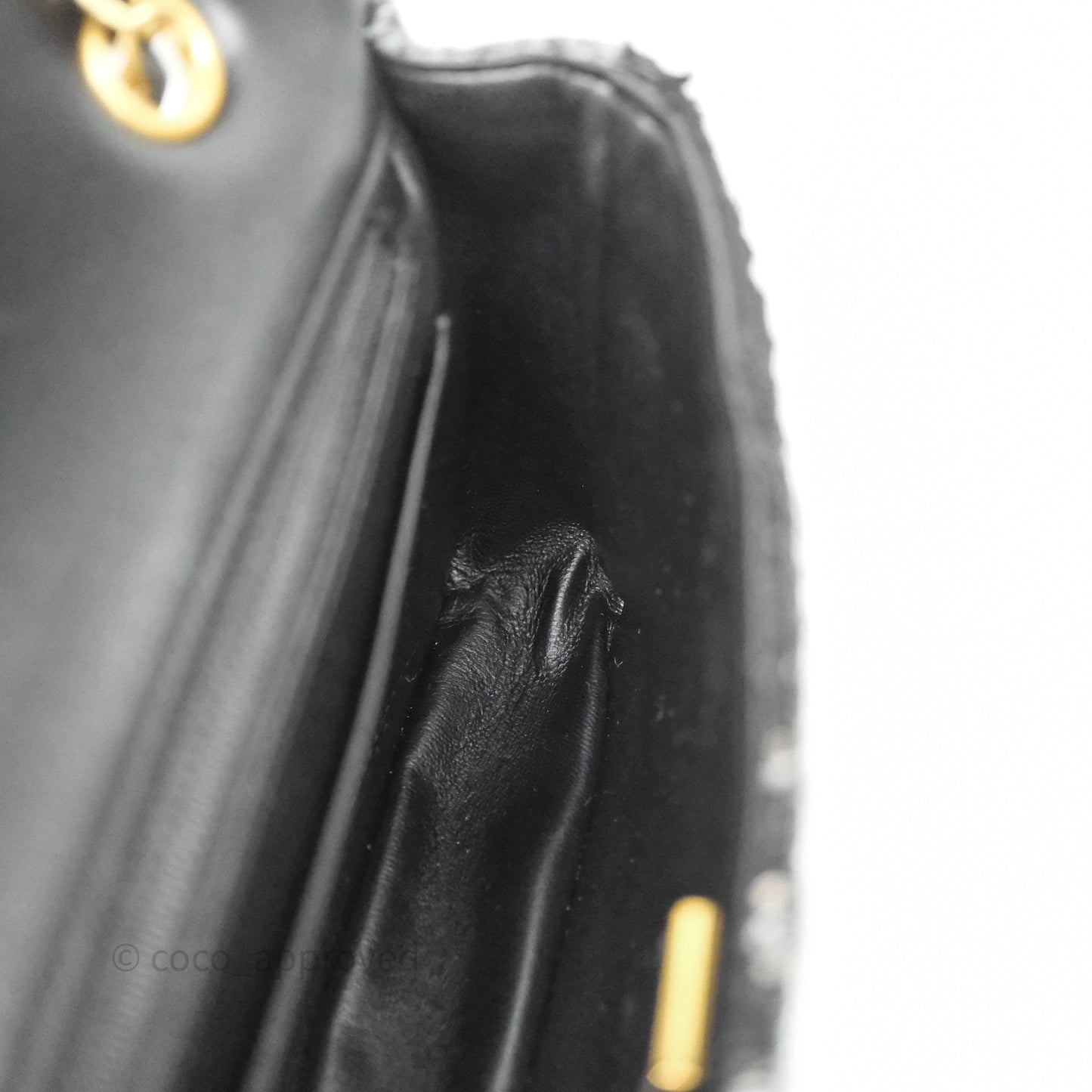 Chanel Tweed Flap Bag Black Grey Tweed Aged Gold Hardware