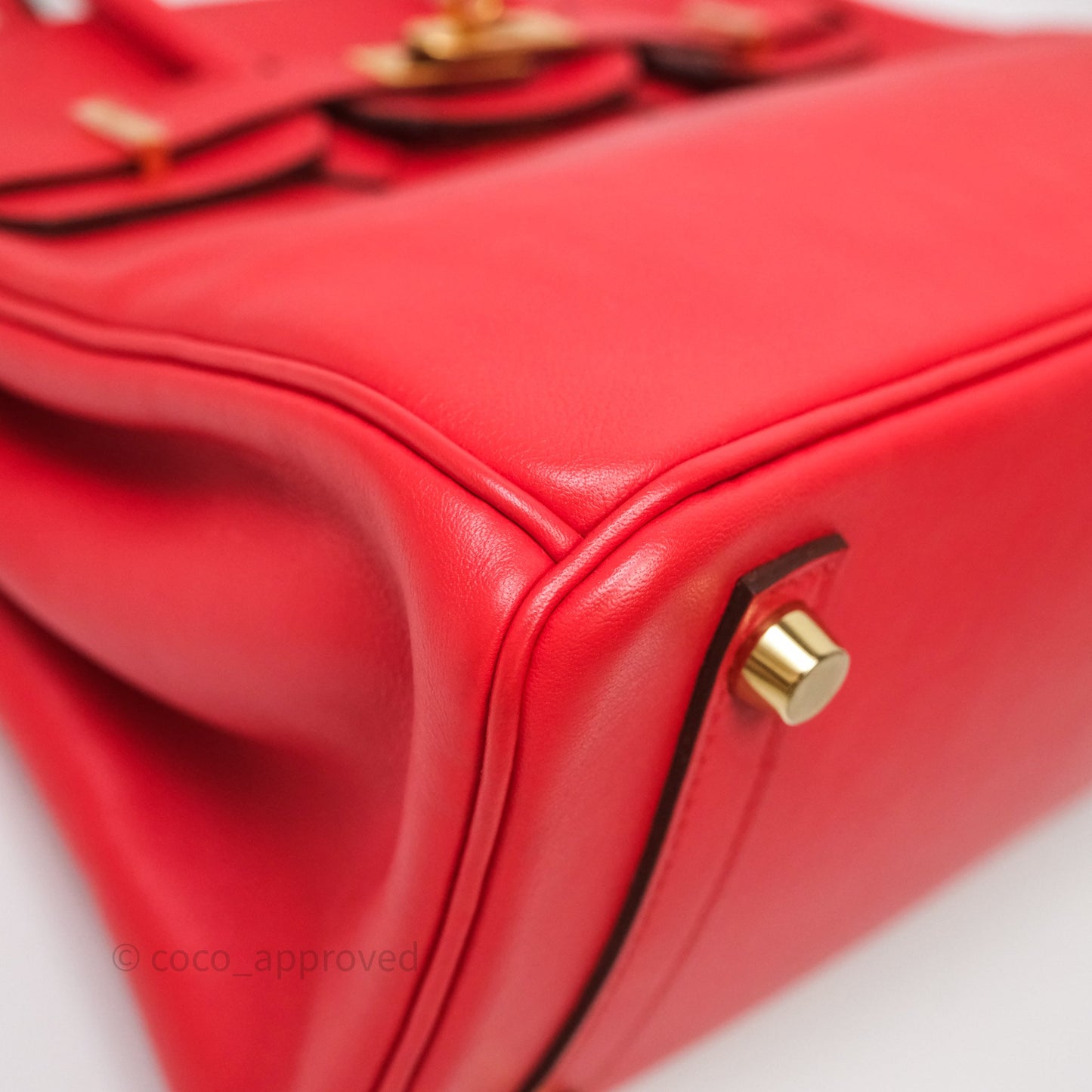 Hermes Birkin 25 Retourne Rouge Swift Gold Hardware